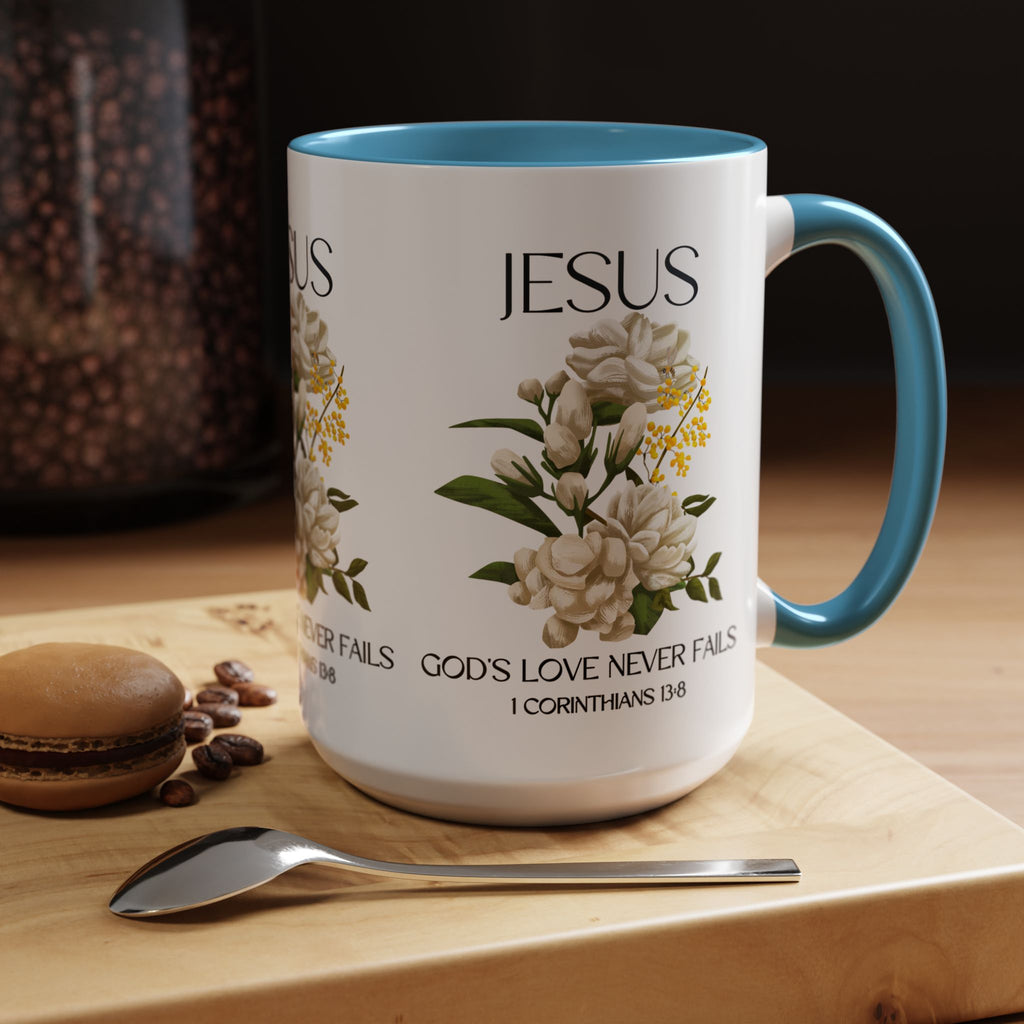 Inspirational Floral Coffee Mug 11/15 oz  - God's Love Design, Christian Gift, Home Decor, Mug for Faith, Coffee Lovers