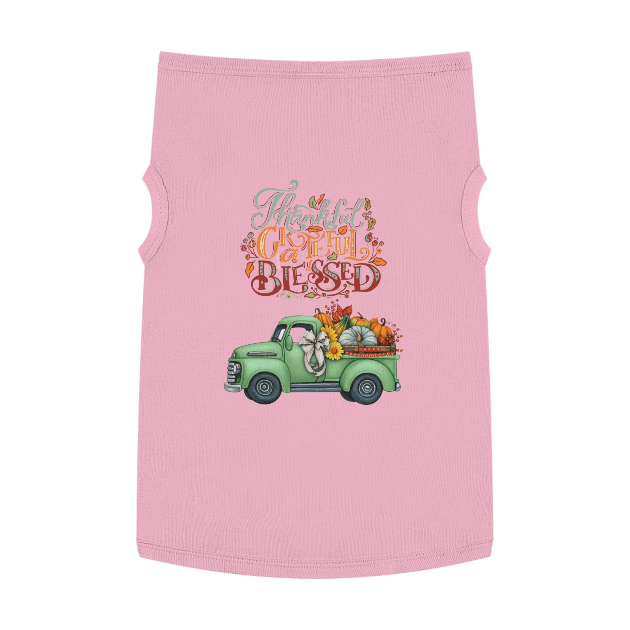 Thankful Pet Tank Top | Grateful & Blessed | Fall Dog Apparel | Cute Pet Outfit | Pumpkin Theme | Autumn Dog Clothing