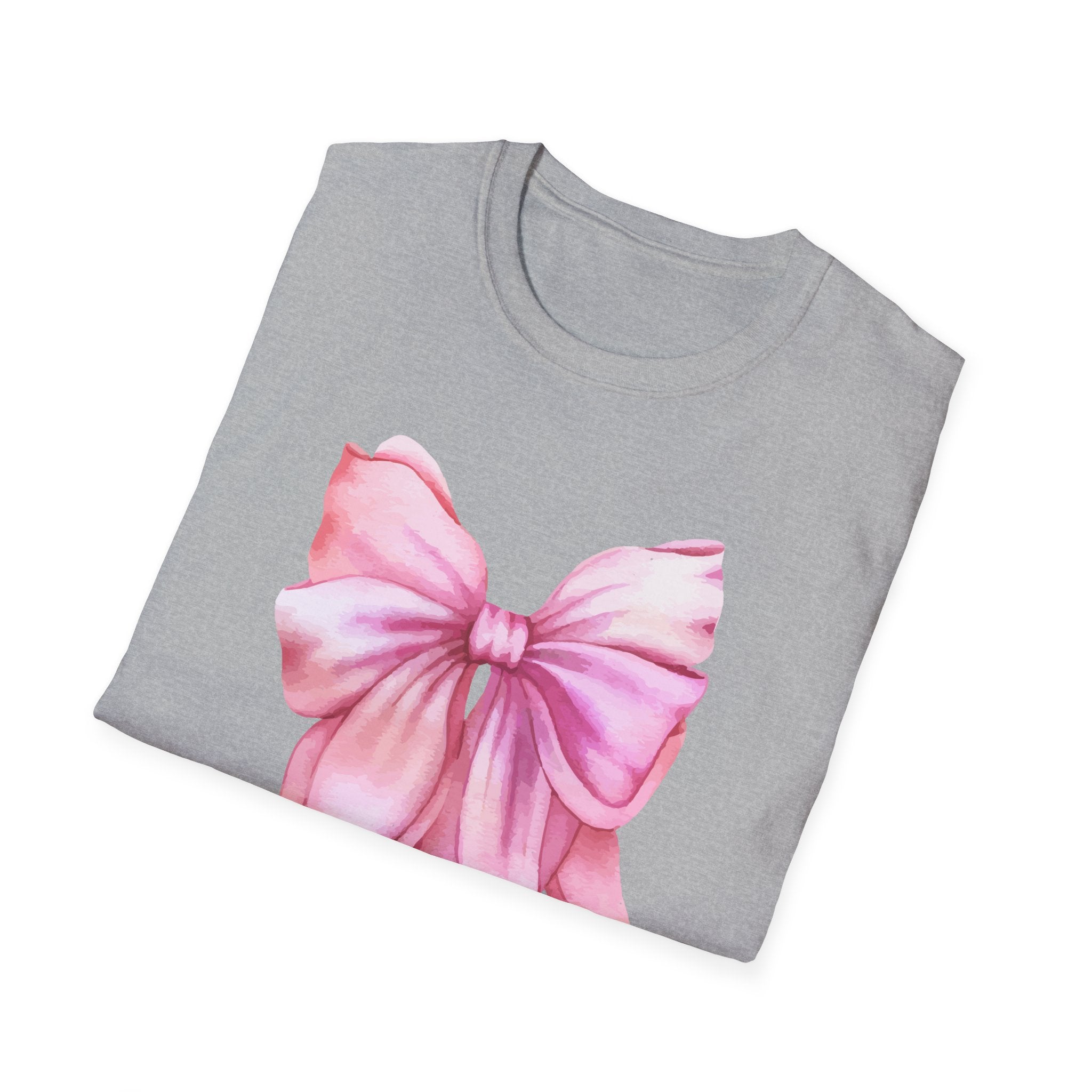 Thankful & Grateful Bow T-Shirt, Unisex Softstyle Tee, Thanksgiving Gift, Fall Apparel, Cute Casual Wear, Gratitude Shirt