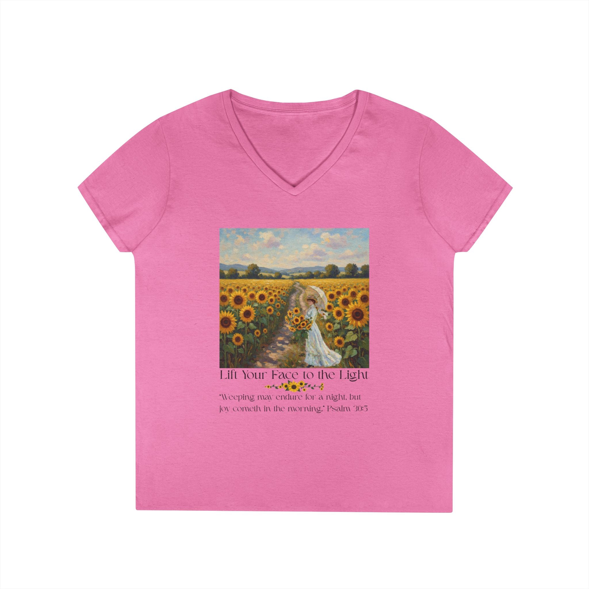 Sunflower Inspirational V-Neck T-Shirt, Motivational Tee, Gift for Her