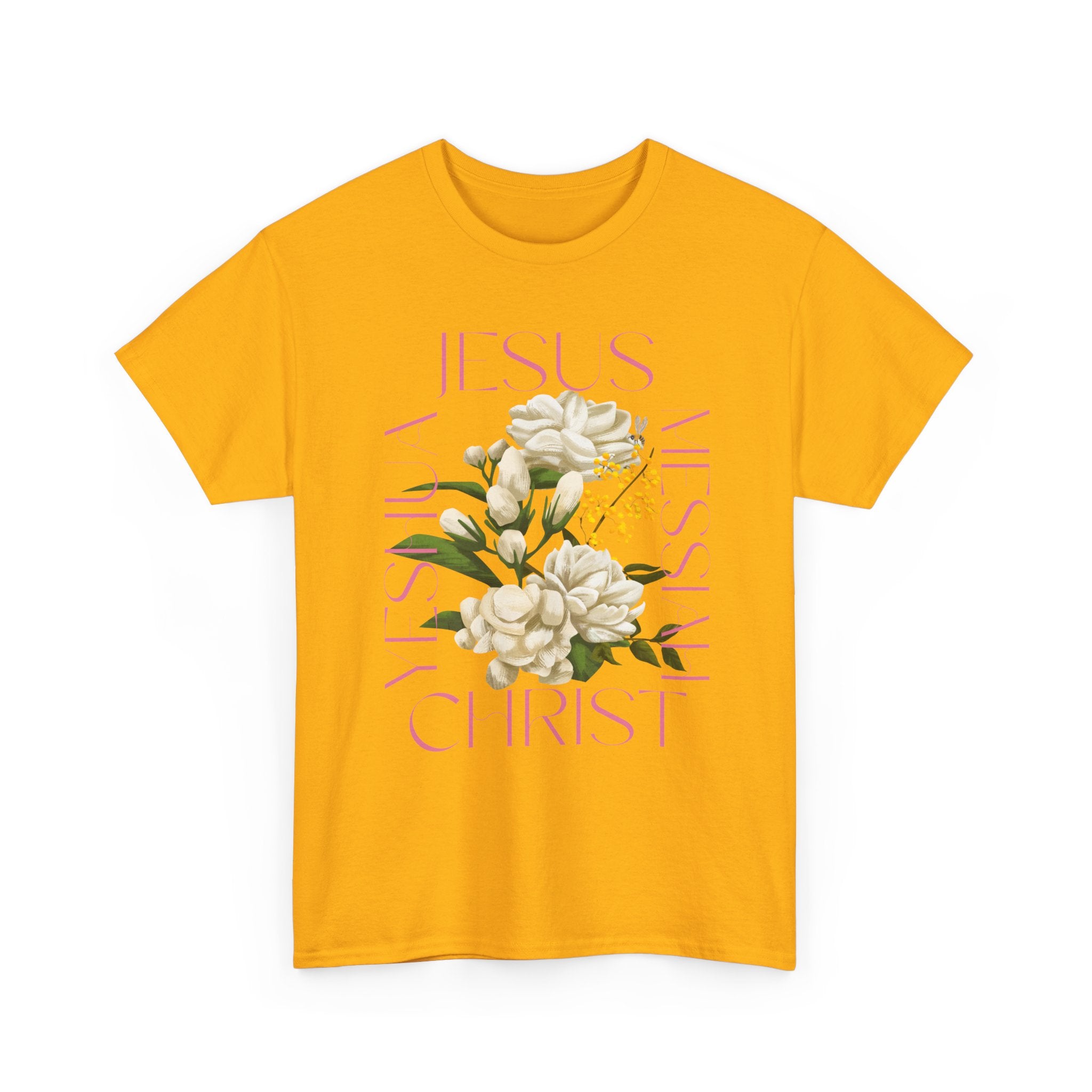 Floral Jesus Heavy Cotton Tee, Unisex T-Shirt, Christian Gift, Faith-Based Apparel, Religious Fashion, Inspirational Clothing
