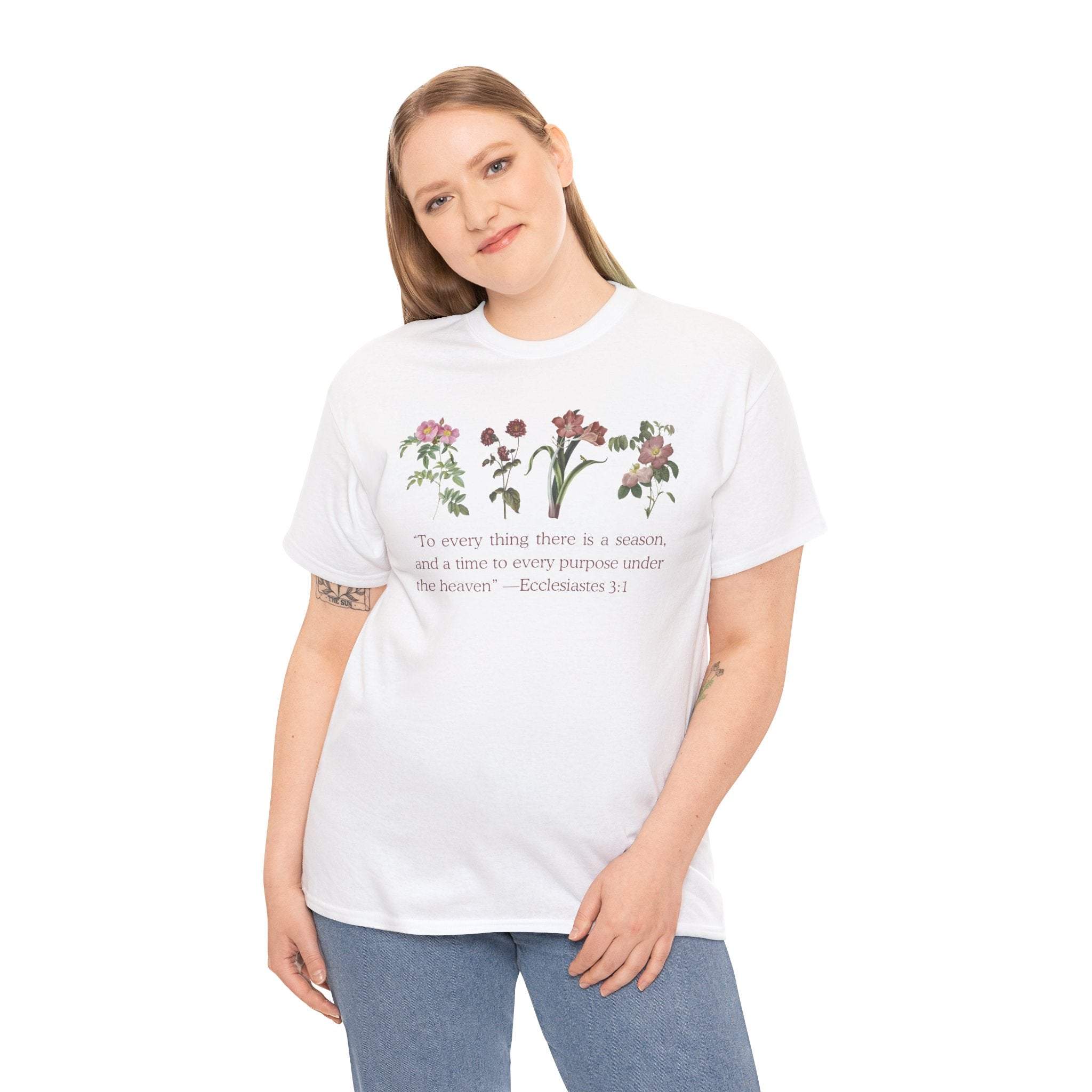 Christian -Biblical Inspirational Floral Quote Tee, Nature Lover Gift, Eco-Friendly Fashion, Casual Everyday Wear