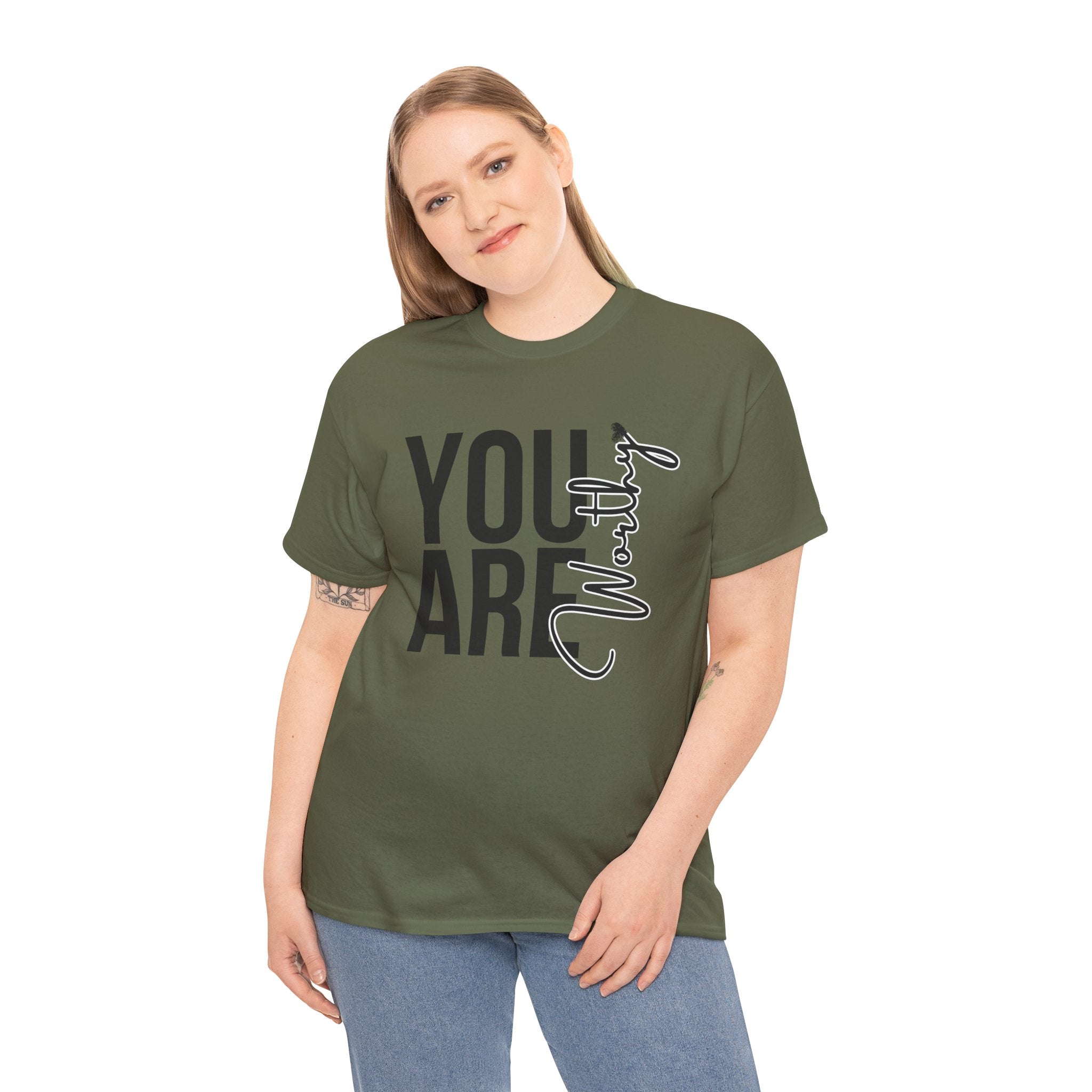 You Are Worthy Unisex Heavy Cotton Tee, Motivational Quote Shirt, Gift for Friends, Self-Love Tee, Uplifting Apparel, Positive [...]