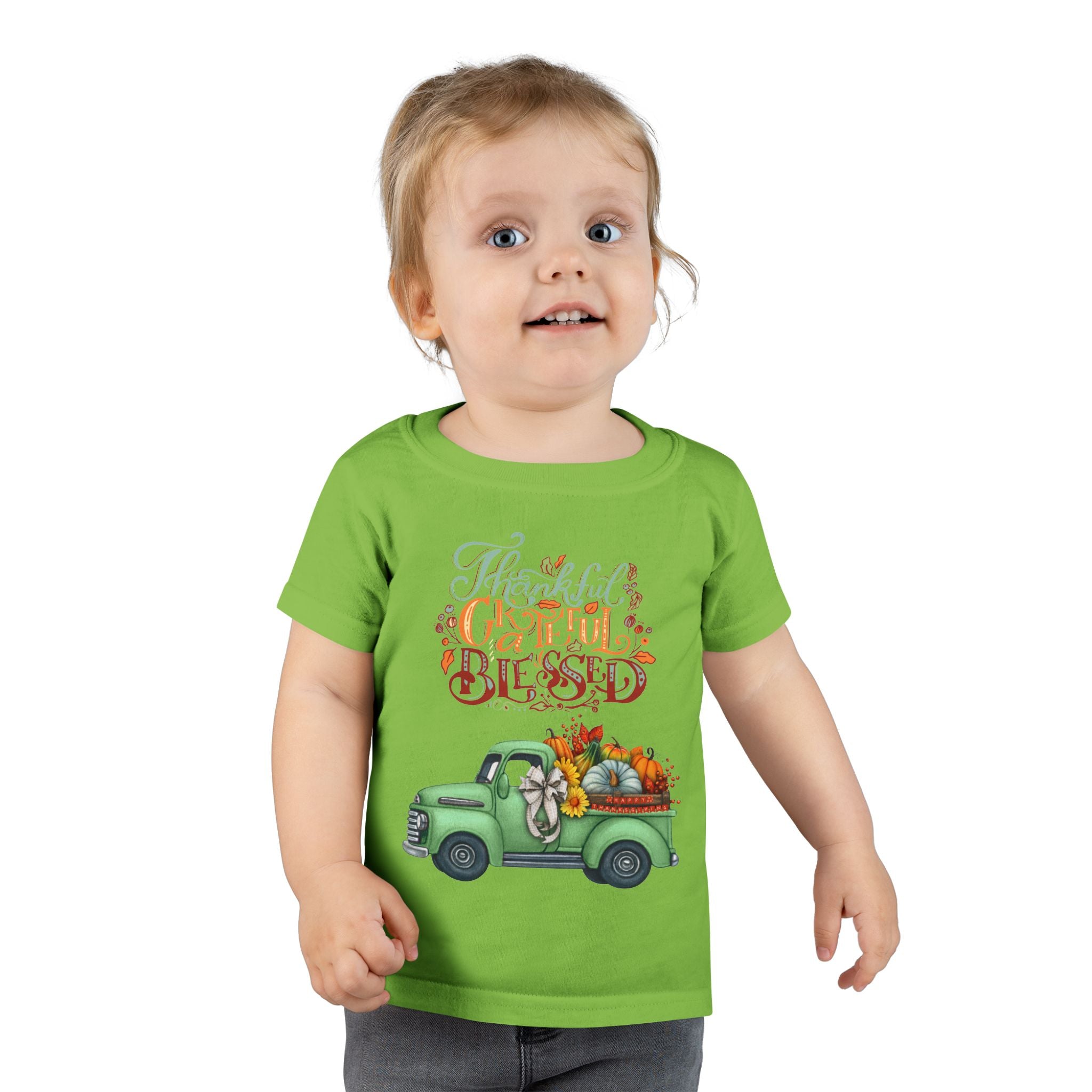 Toddler Tee - Cute Green Truck with Fruits and Vegetables - Cozy Fall Vibe, Perfect for Thanksgiving, Autumn Celebrations, Farmhouse [...]