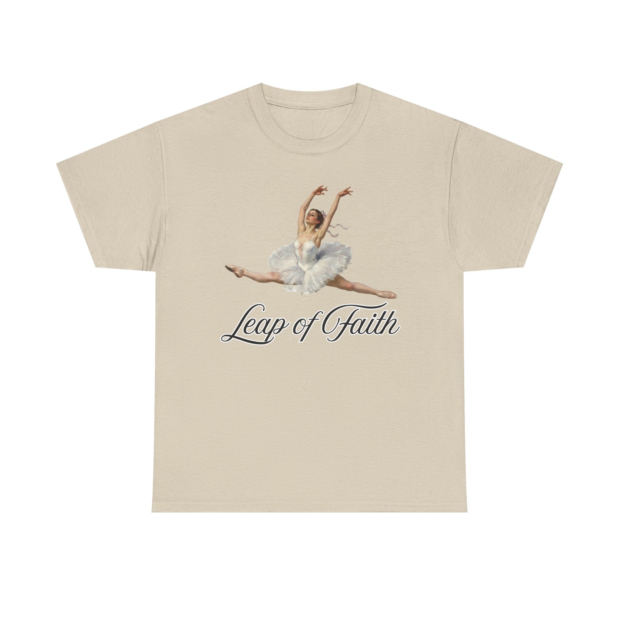 Ballet Inspired Tee - Leap of Faith, Dance Gift, Unisex Cotton Shirt, Inspirational Apparel, Performance Wear, Gift for Dancers-Ballerina in a split leap, inspired by the impressionistic ballet studies of Edgar Degas.