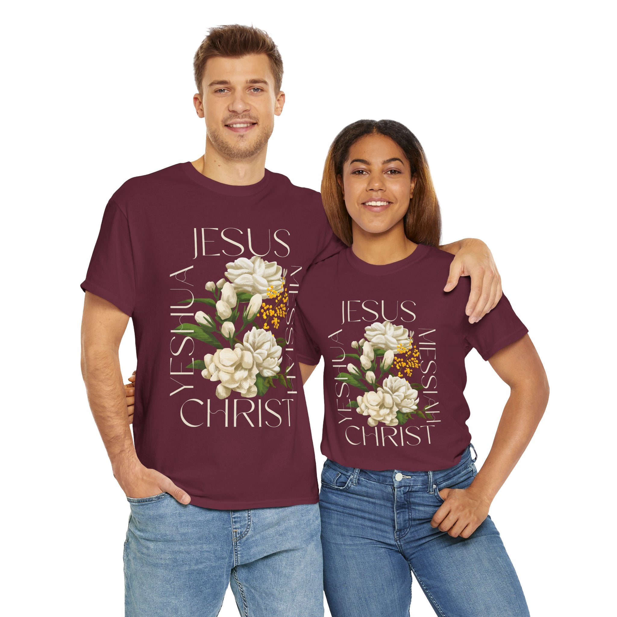 Floral Jesus Christ Tee, Spiritual T-Shirt, Inspirational Unisex Cotton Shirt, Gift for Believers, Christian Apparel