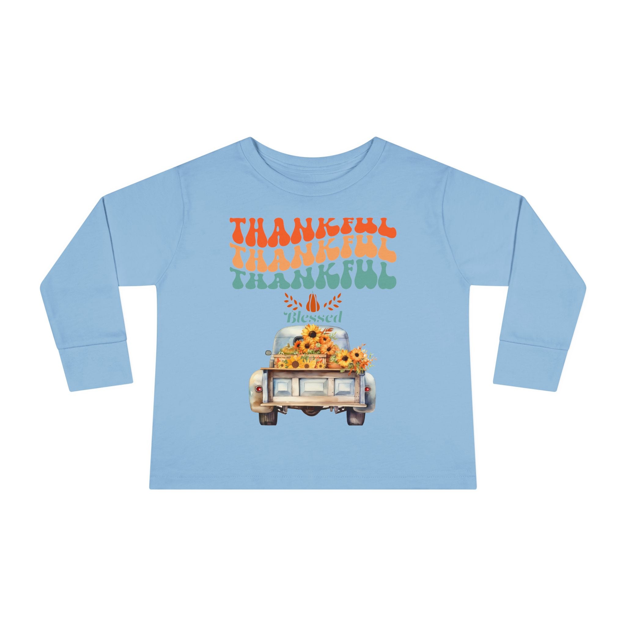 Thankful Toddler Long Sleeve Tee - Perfect for Fall Celebrations, Family Gatherings, Thanksgiving, Everyday Wear, Gifts
