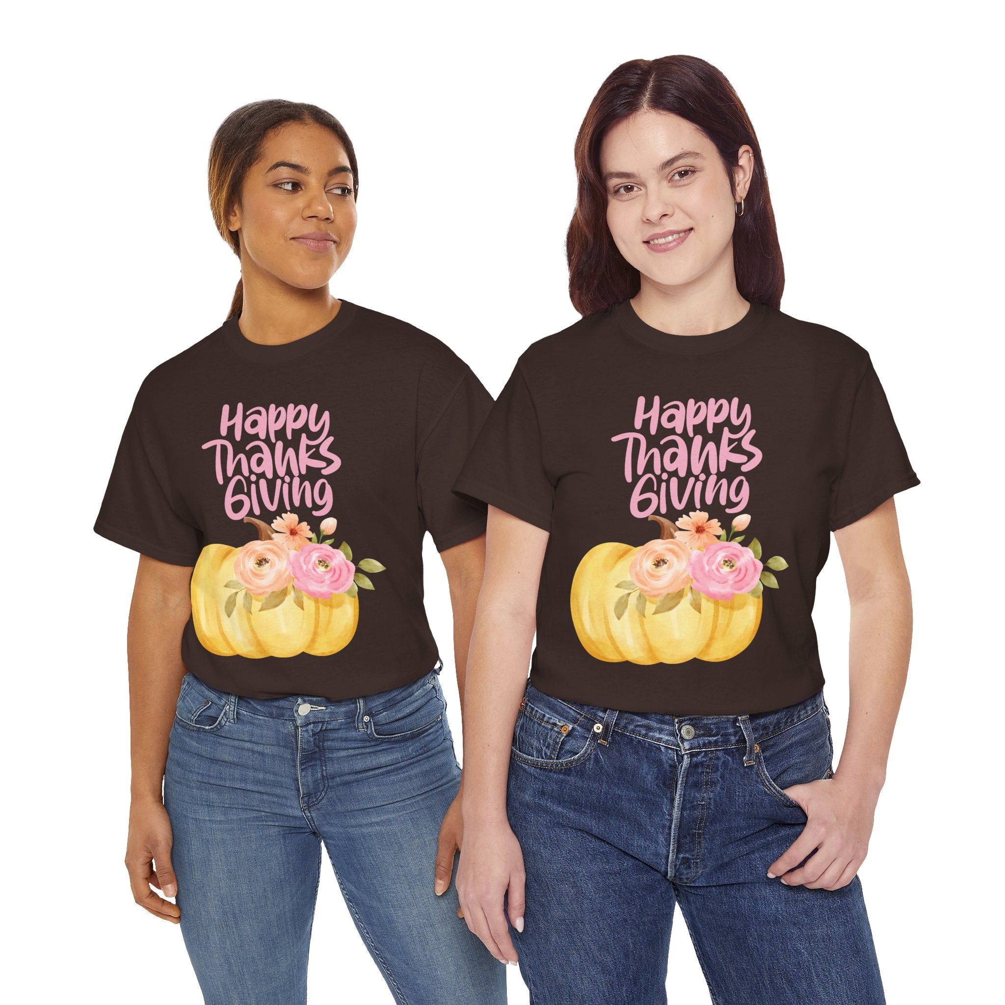 Thanksgiving Floral Tee, Holiday Shirt, Fall Fashion, Gifts for Her, Pumpkin T-Shirt, Autumn Apparel, Friendsgiving Outfit