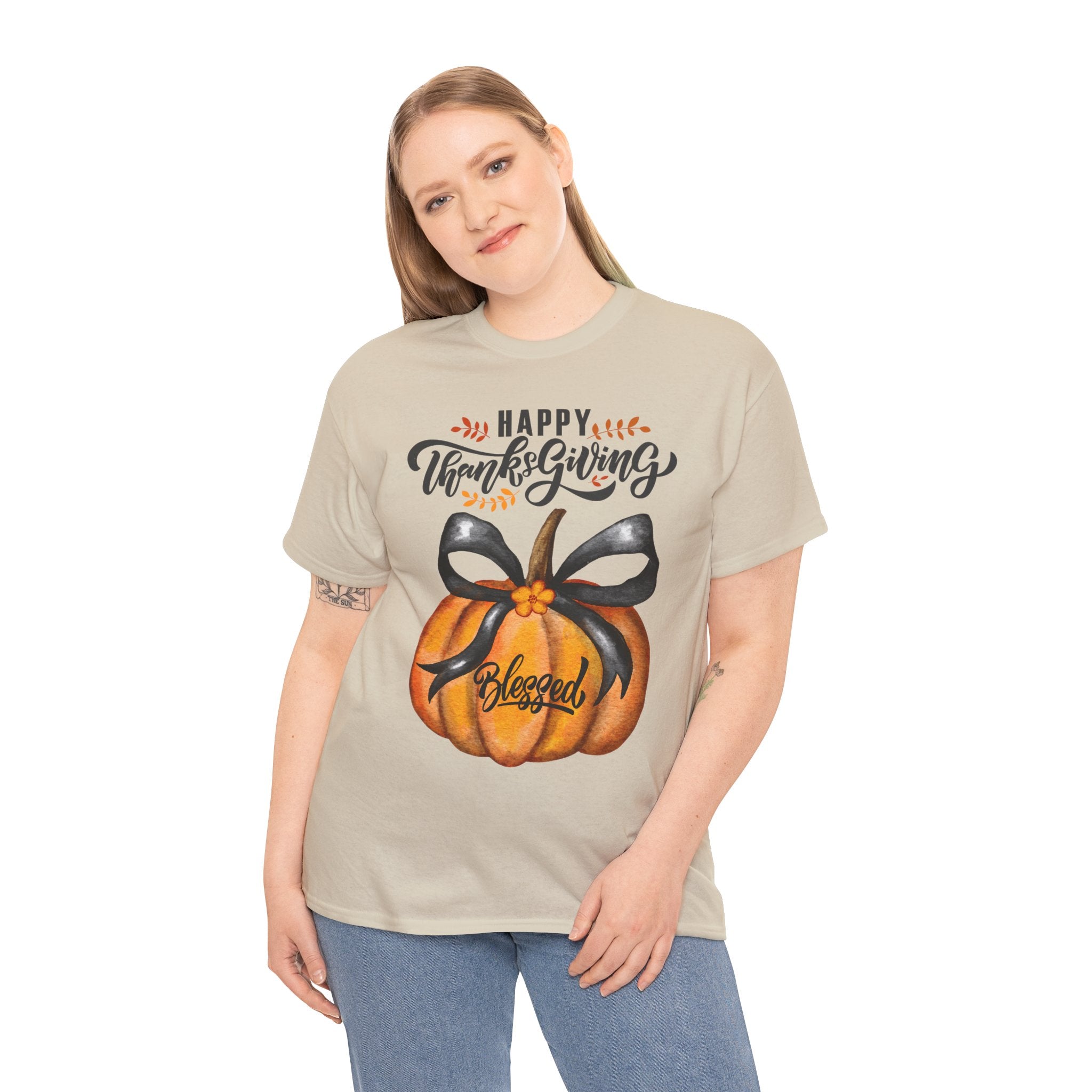 Thanksgiving Pumpkin Tee - Happy Thanksgiving, Blessed Shirt, Fall Apparel, Unisex Cotton Tee, Holiday Gift