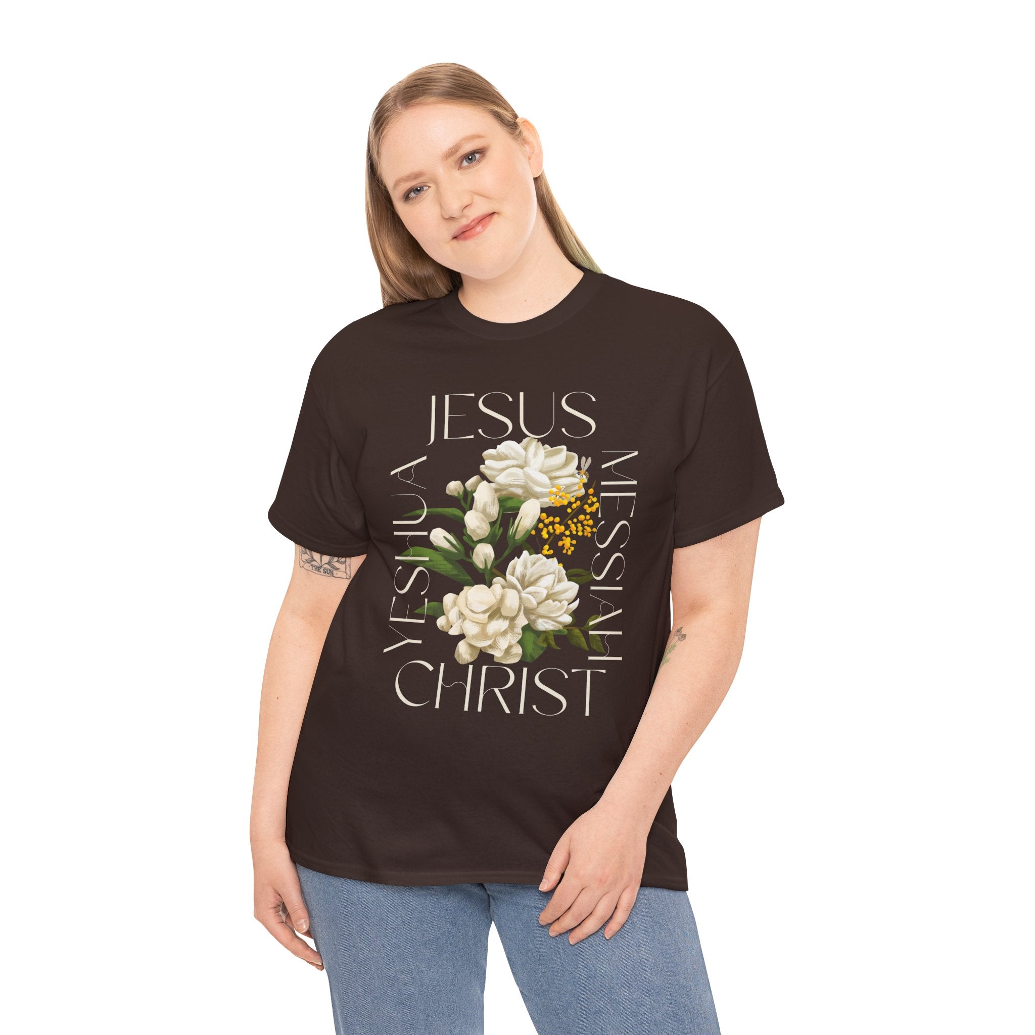 Floral Jesus Christ Tee, Spiritual T-Shirt, Inspirational Unisex Cotton Shirt, Gift for Believers, Christian Apparel