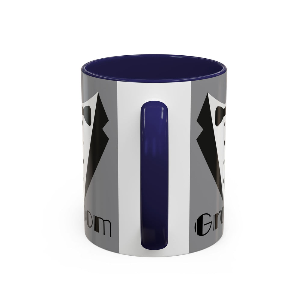 Groom Coffee Mug, Wedding Gift, Groomsmen Party Mug, Black and White Accent Mug, Engagement Celebration