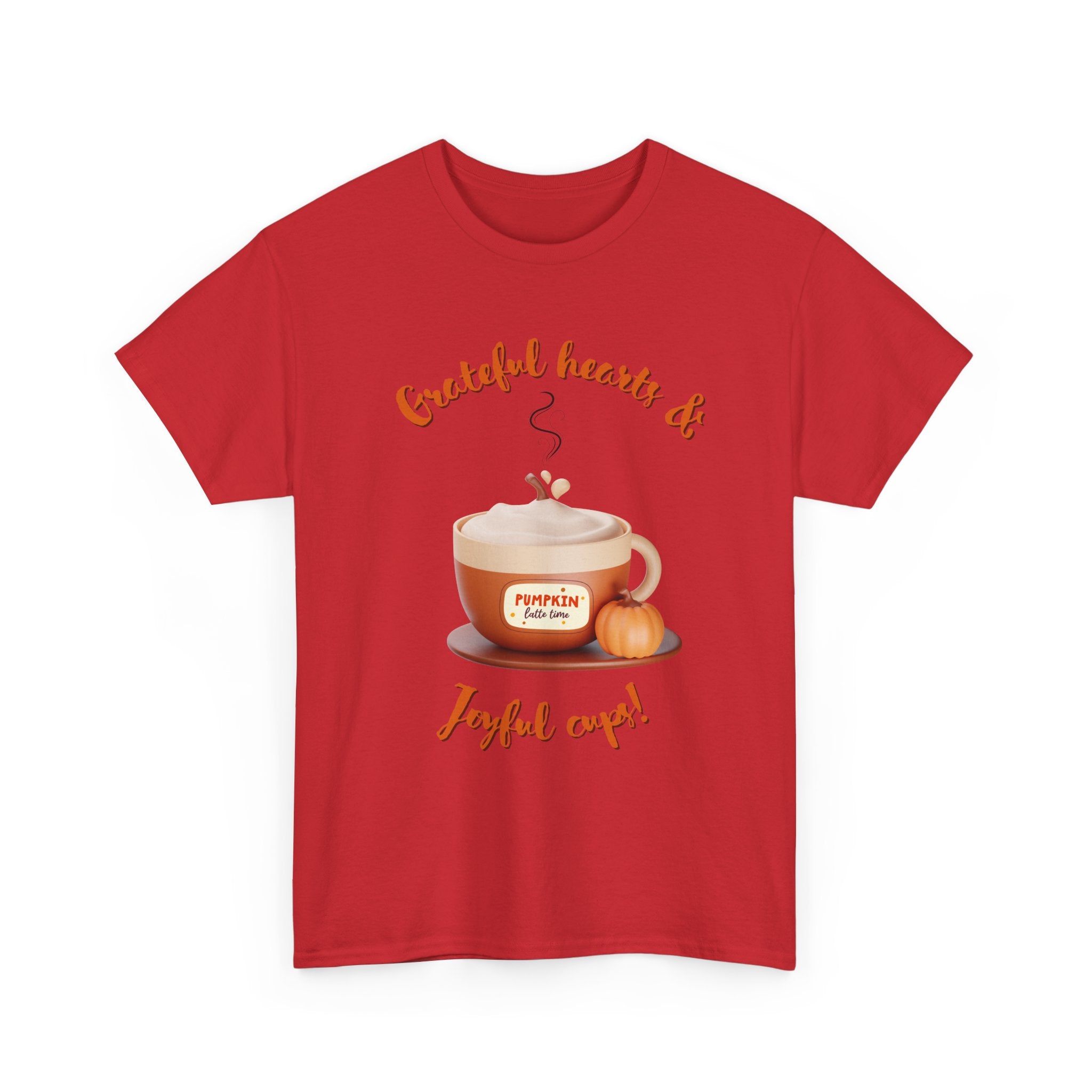 Happy Thanksgiving- Grateful Hearts & Joyful Cups Unisex Tee, Cozy Fall T-Shirt, Thanksgiving Gift, Coffee Lover Apparel, Autumn Fashion