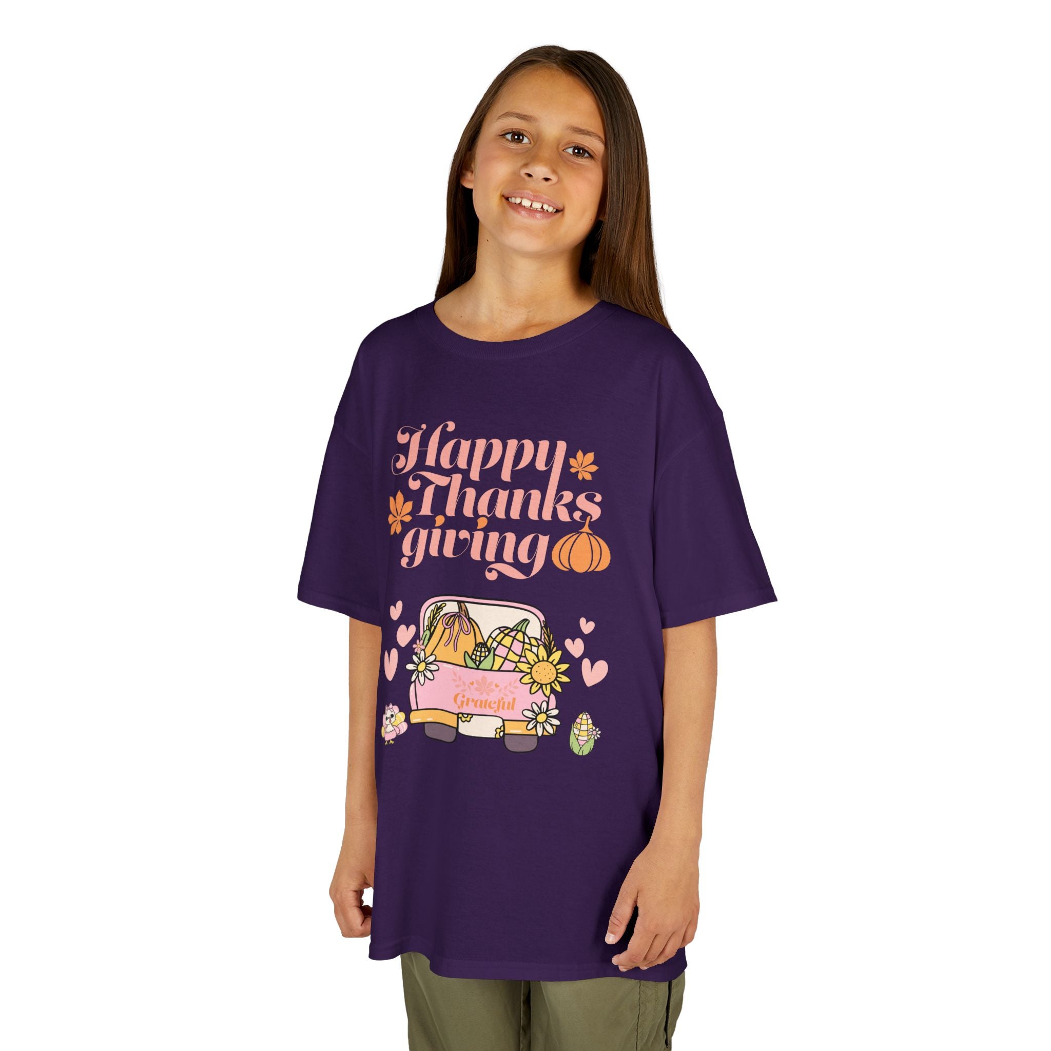 Happy Thanksgiving Kids Tee, Fall T-Shirt, Cute Pumpkin Shirt, Autumn Apparel, Kids Harvest Tee, Seasonal Kids Clothing