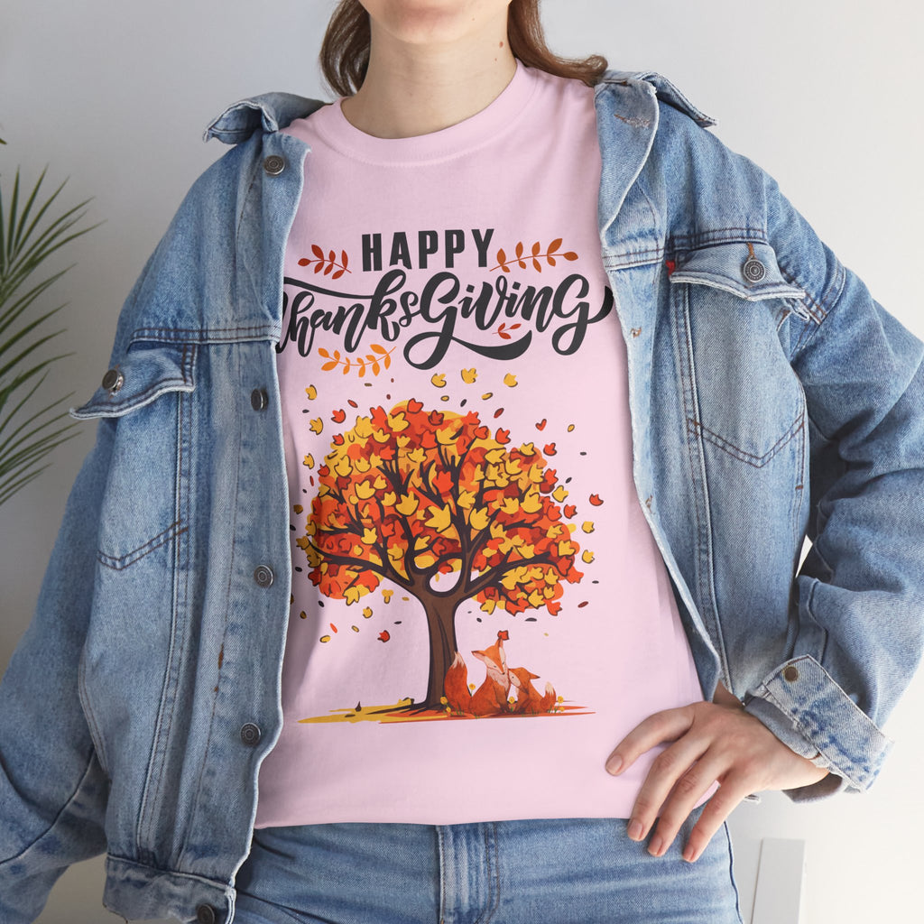 Thanksgiving Tree Tee, Fall T-Shirt, Autumn Apparel, Cozy Gift for Family, Cute Holiday Top