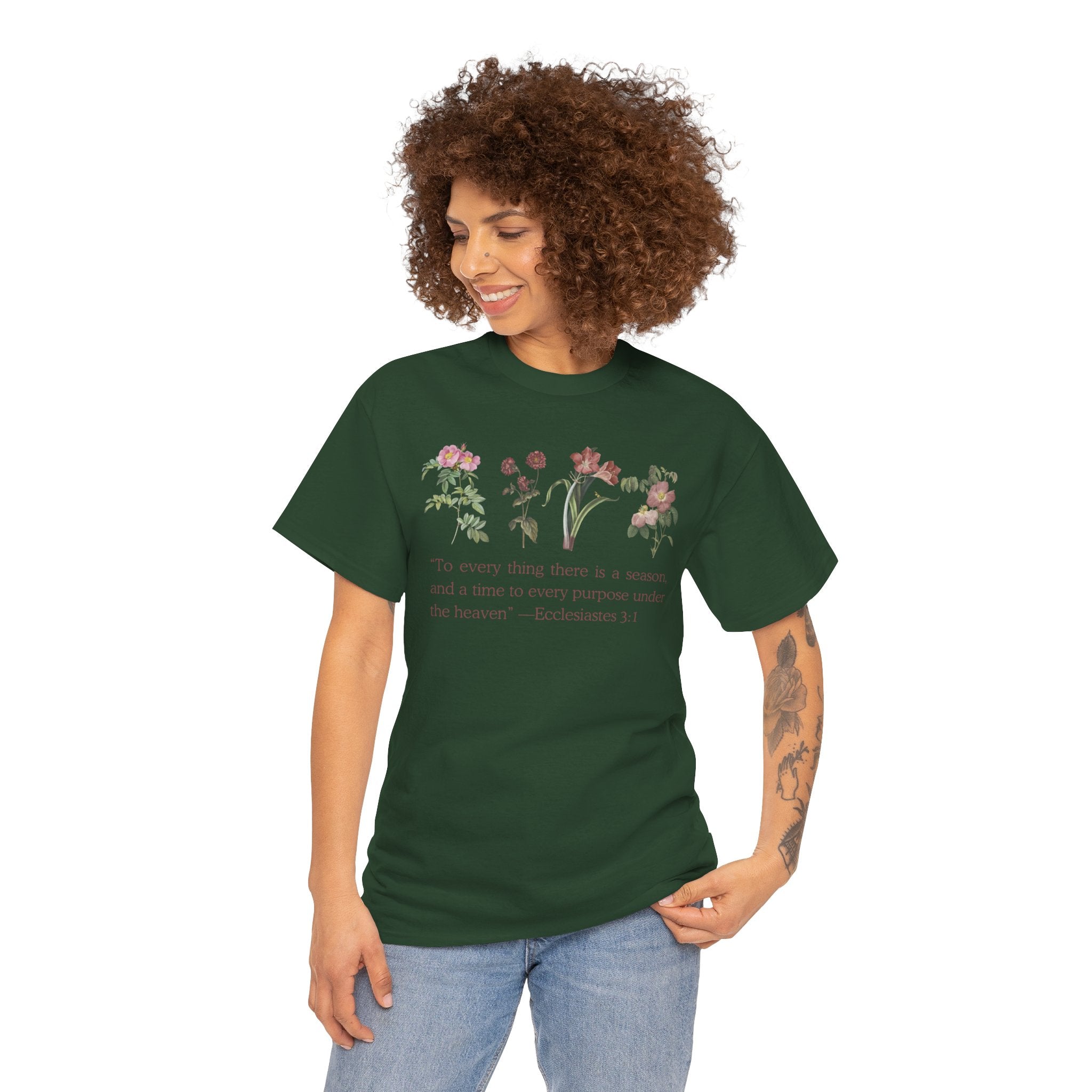 Christian -Biblical Inspirational Floral Quote Tee, Nature Lover Gift, Eco-Friendly Fashion, Casual Everyday Wear