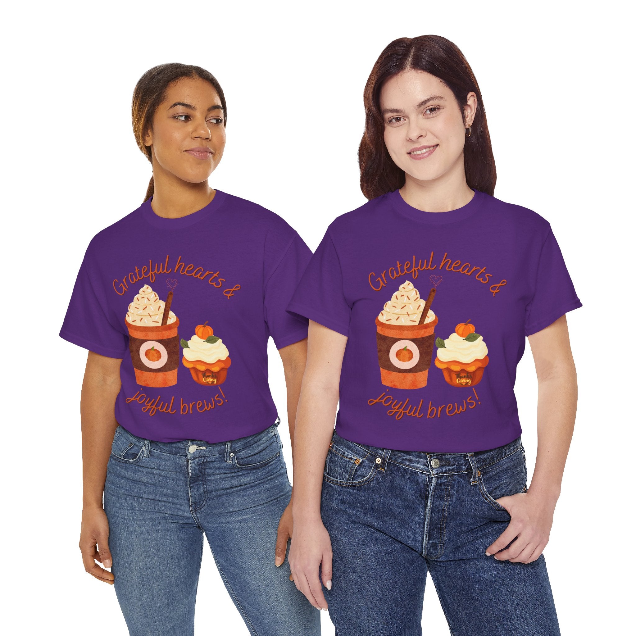 Happy Thanksgiving- Grateful Hearts & Joyful Brews Tee, Unisex Cotton Shirt, Coffee Lovers Gift, Casual Wear, Cute Tee for Celebrations, Fall Fashion