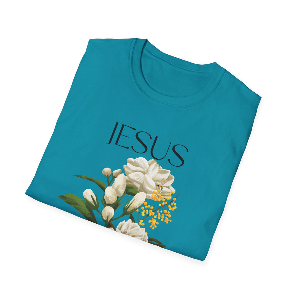 Jesus Floral Faith T-Shirt- Christian Graphic Tee, Inspirational Gift, Religious Apparel, Casualwear, Unisex