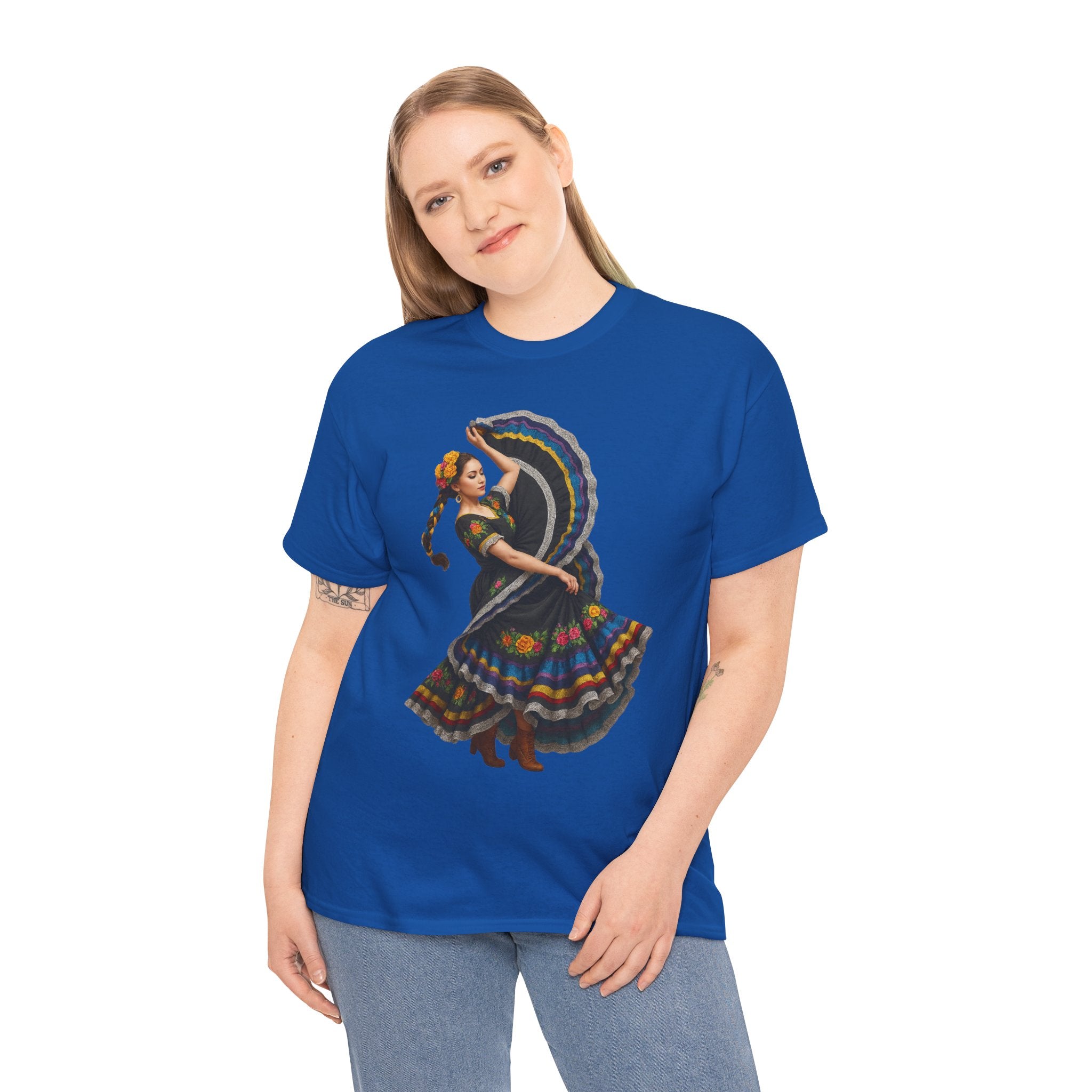Folklórico Cultural Dance Graphic Tee, Unisex Heavy Cotton T-Shirt, Festival Apparel, Bohemian Style Shirt, Gift for Dancers, Ethnic Art Tee