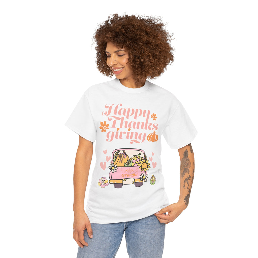 Happy Thanksgiving Unisex Tee | Cozy Autumn Shirt for Family Gatherings, Thanksgiving Celebration, Fall Fashion, Cute Gift Idea