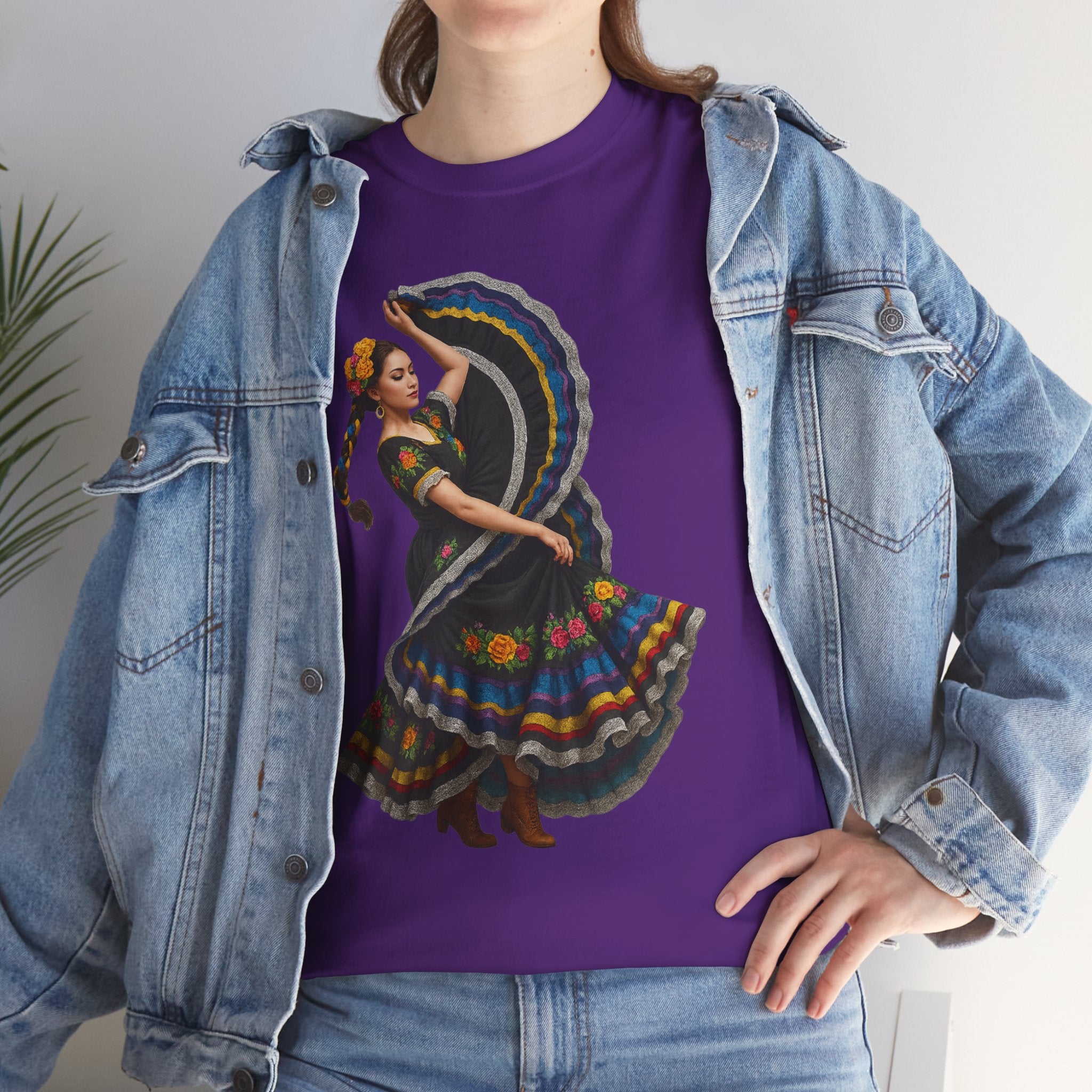 Folklórico Cultural Dance Graphic Tee, Unisex Heavy Cotton T-Shirt, Festival Apparel, Bohemian Style Shirt, Gift for Dancers, Ethnic Art Tee
