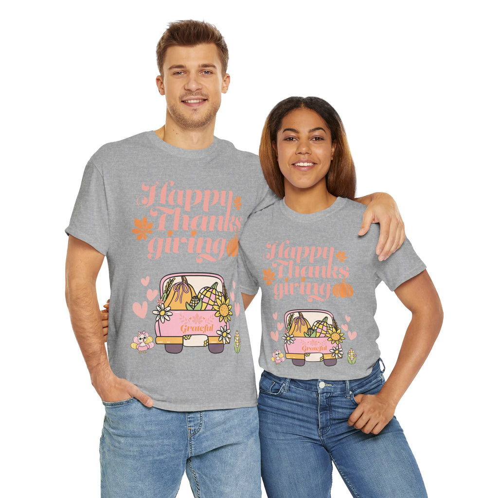Happy Thanksgiving Unisex Tee | Cozy Autumn Shirt for Family Gatherings, Thanksgiving Celebration, Fall Fashion, Cute Gift Idea
