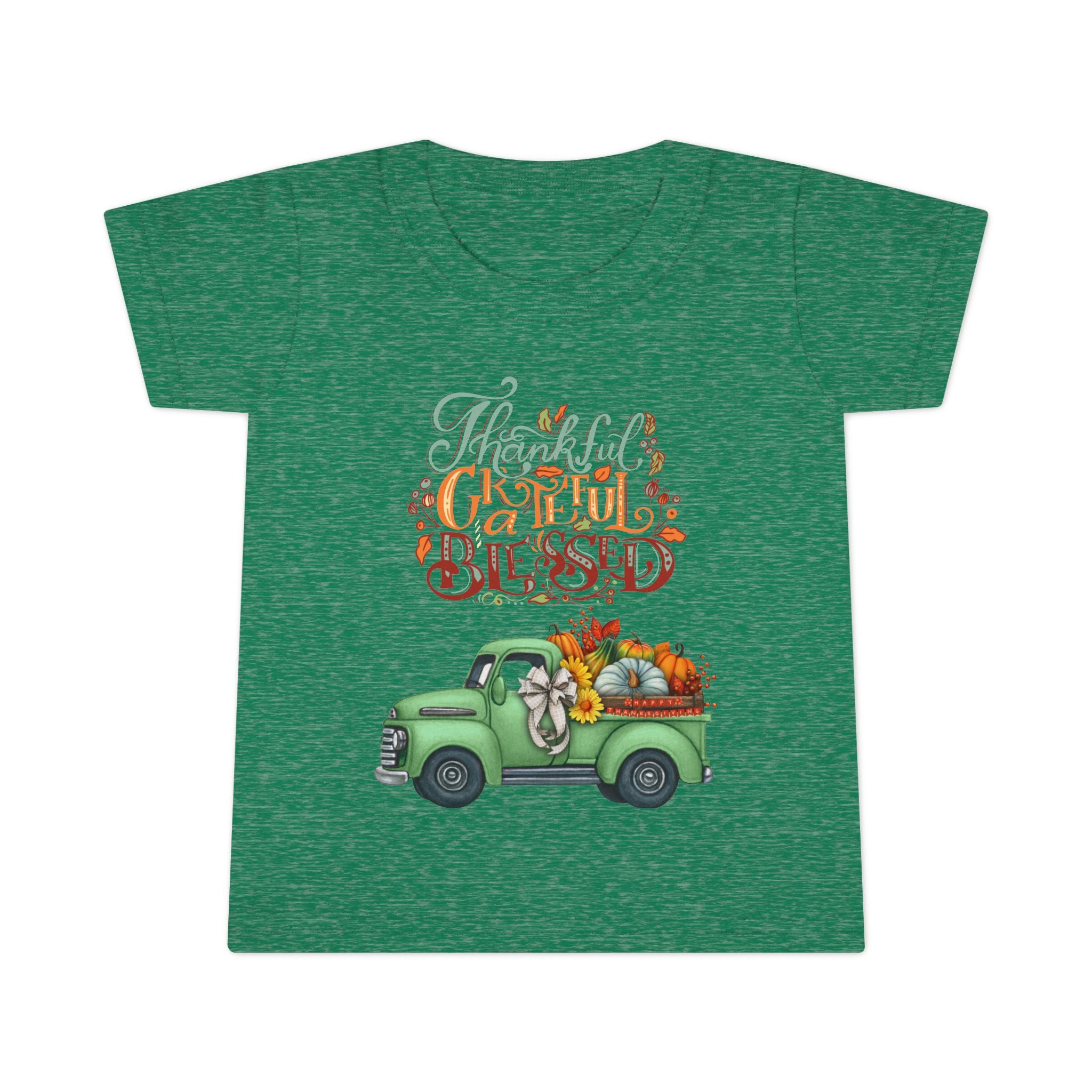 Toddler Tee - Cute Green Truck with Fruits and Vegetables - Cozy Fall Vibe, Perfect for Thanksgiving, Autumn Celebrations, Farmhouse [...]