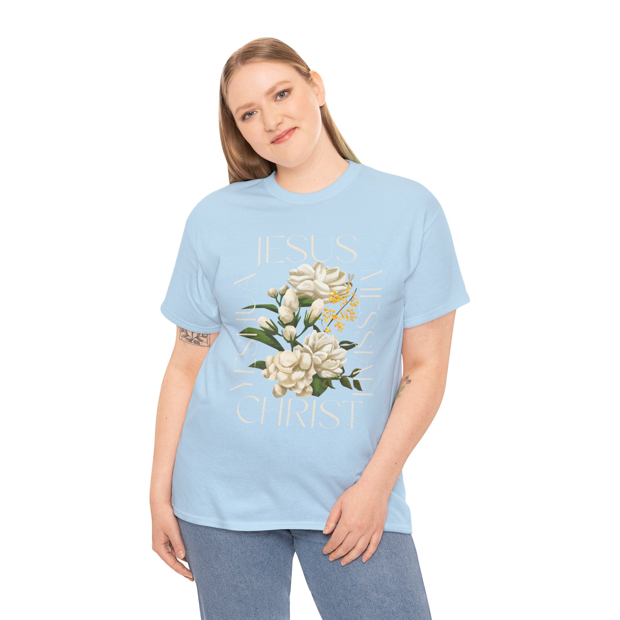 Floral Jesus Christ Tee, Spiritual T-Shirt, Inspirational Unisex Cotton Shirt, Gift for Believers, Christian Apparel