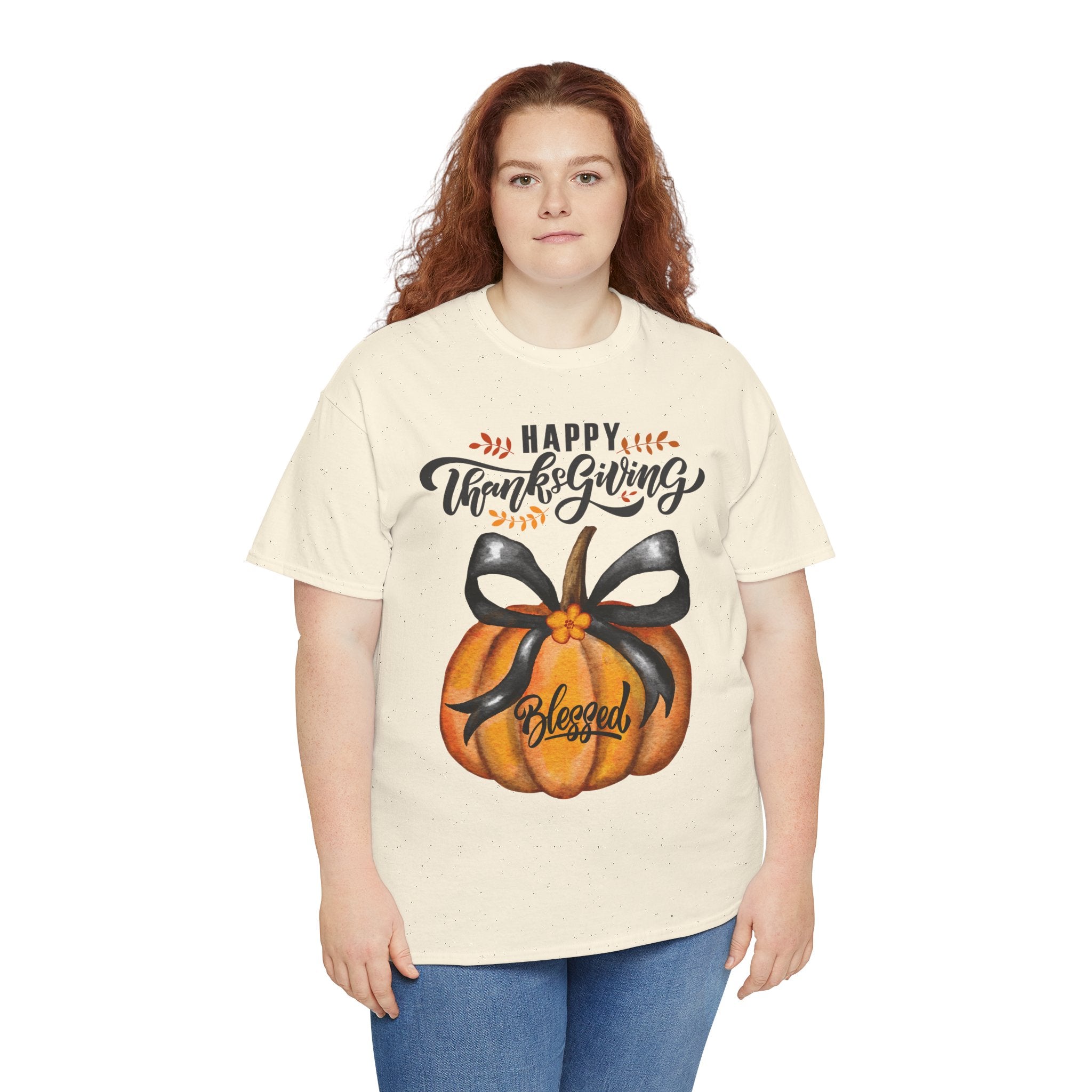 Thanksgiving Pumpkin Tee - Happy Thanksgiving, Blessed Shirt, Fall Apparel, Unisex Cotton Tee, Holiday Gift