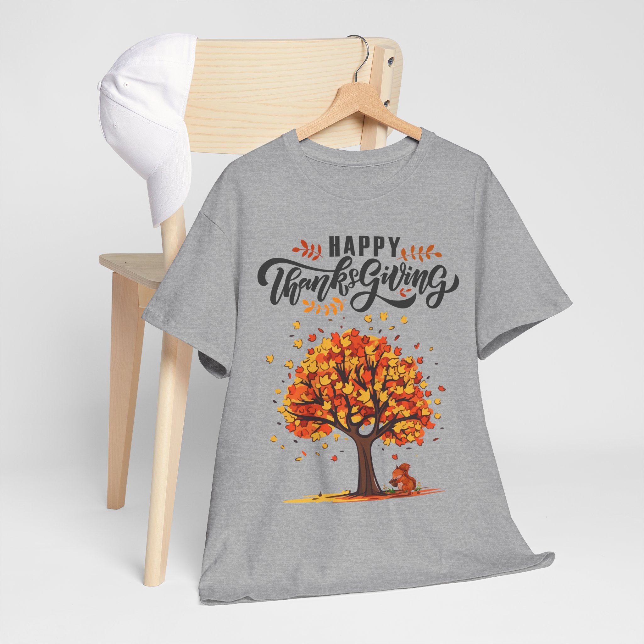 Happy Thanksgiving Tree Unisex Tee, Autumn Shirt, Holiday Apparel, Fall Fashion, Seasonal Gift