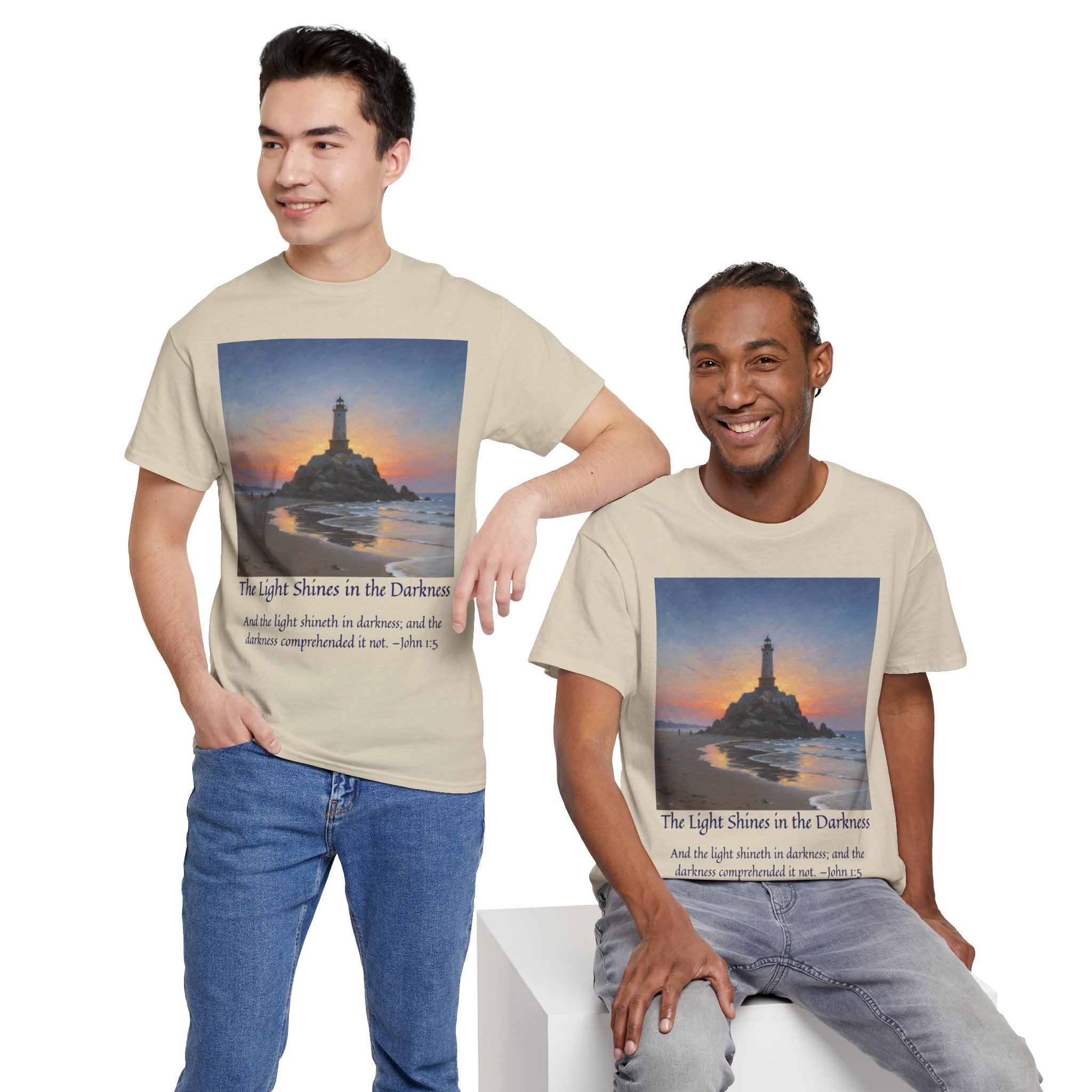 Light in Darkness Unisex Cotton Tee-inspired by Monet, Inspirational Shirt, Bible Verse Tee, Faith-Based Apparel, Perfect Gift for All Occasions