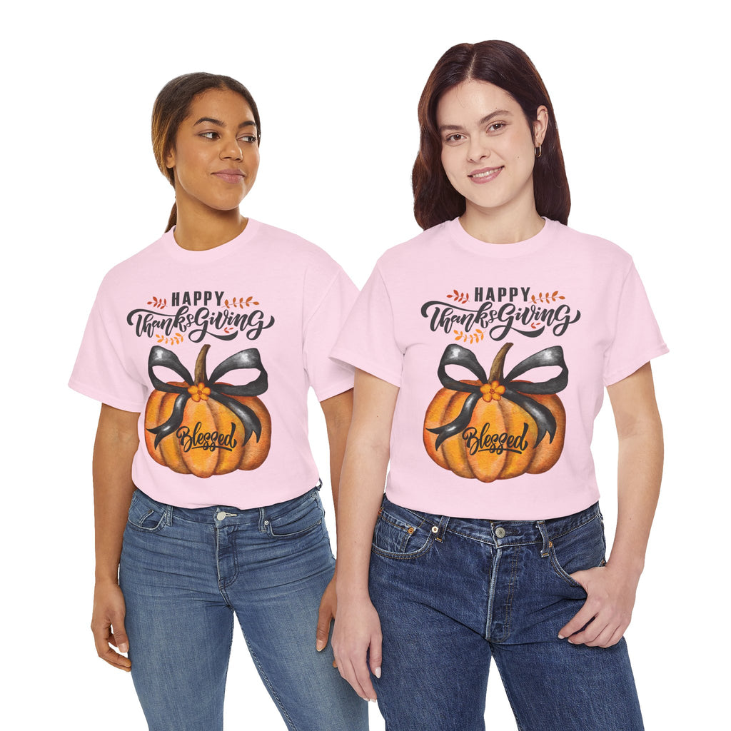 Thanksgiving Pumpkin Tee - Happy Thanksgiving, Blessed Shirt, Fall Apparel, Unisex Cotton Tee, Holiday Gift