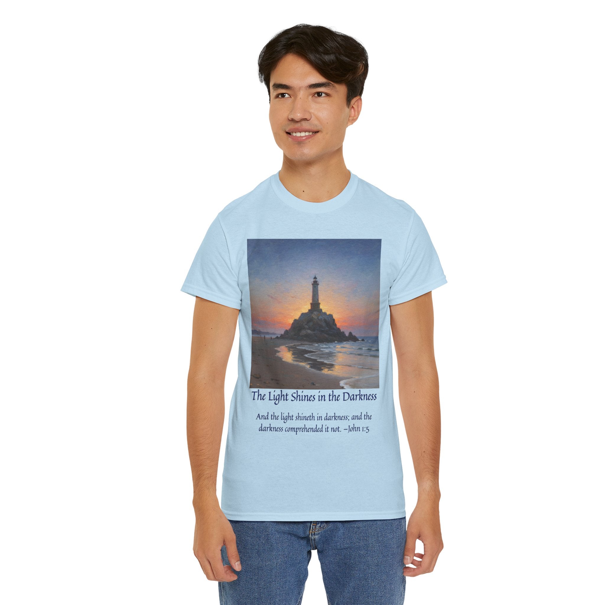 Light in Darkness Unisex Cotton Tee-inspired by Monet, Inspirational Shirt, Bible Verse Tee, Faith-Based Apparel, Perfect Gift for All Occasions
