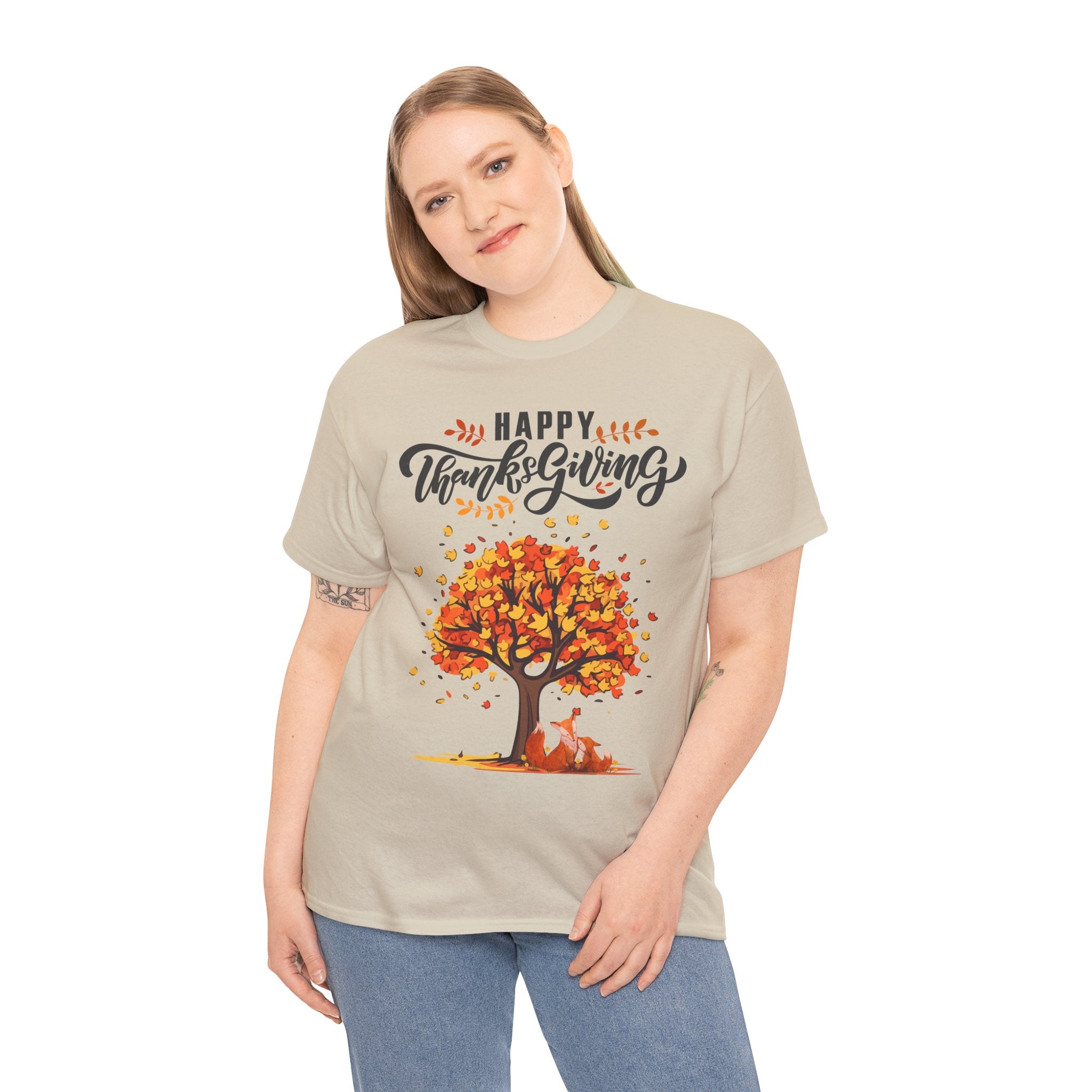 Thanksgiving Tree Tee, Fall T-Shirt, Autumn Apparel, Cozy Gift for Family, Cute Holiday Top