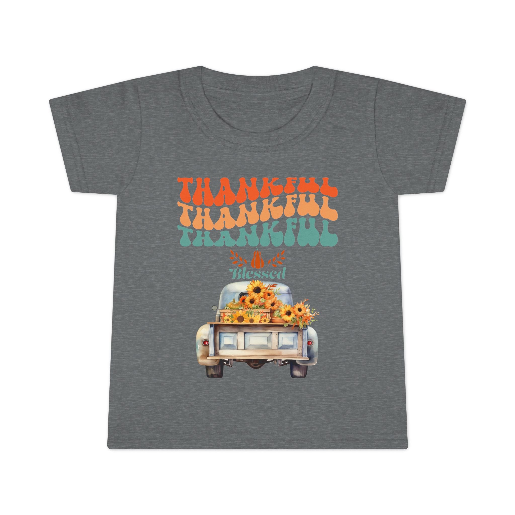 Toddler T-Shirt - Thankful Vintage Car Design, Cute Autumn Apparel, Fall Celebration Shirt, Kids Gratitude Tee, Gifts for Thanksgiving