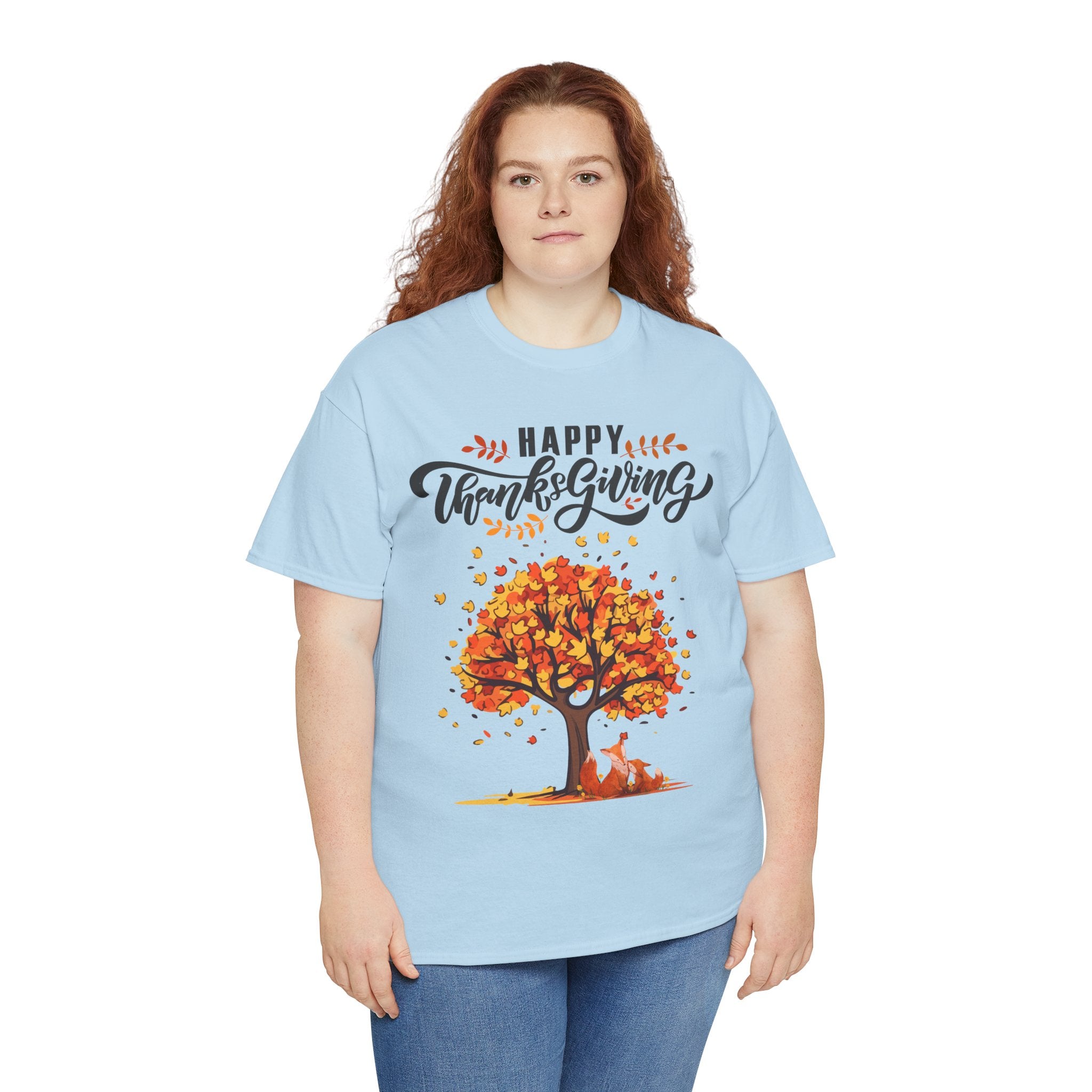 Thanksgiving Tree Tee, Fall T-Shirt, Autumn Apparel, Cozy Gift for Family, Cute Holiday Top
