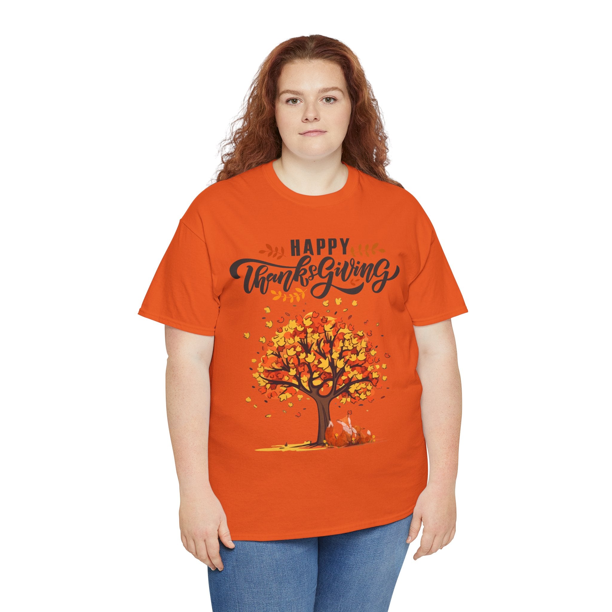 Thanksgiving Tree Tee, Fall T-Shirt, Autumn Apparel, Cozy Gift for Family, Cute Holiday Top