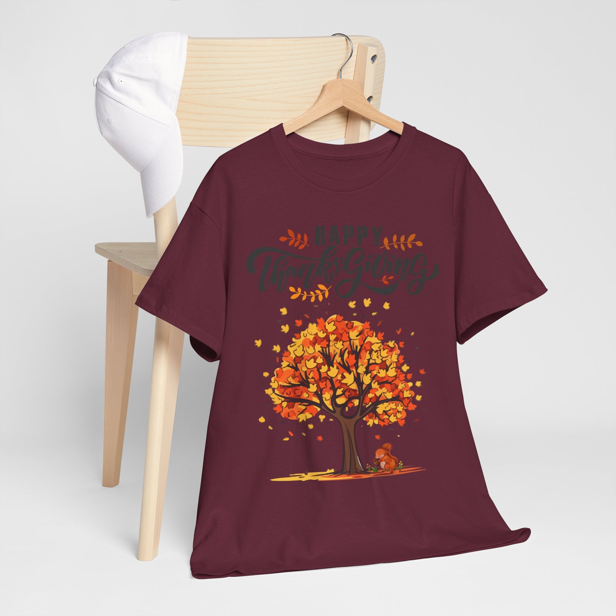 Happy Thanksgiving Tree Unisex Tee, Autumn Shirt, Holiday Apparel, Fall Fashion, Seasonal Gift