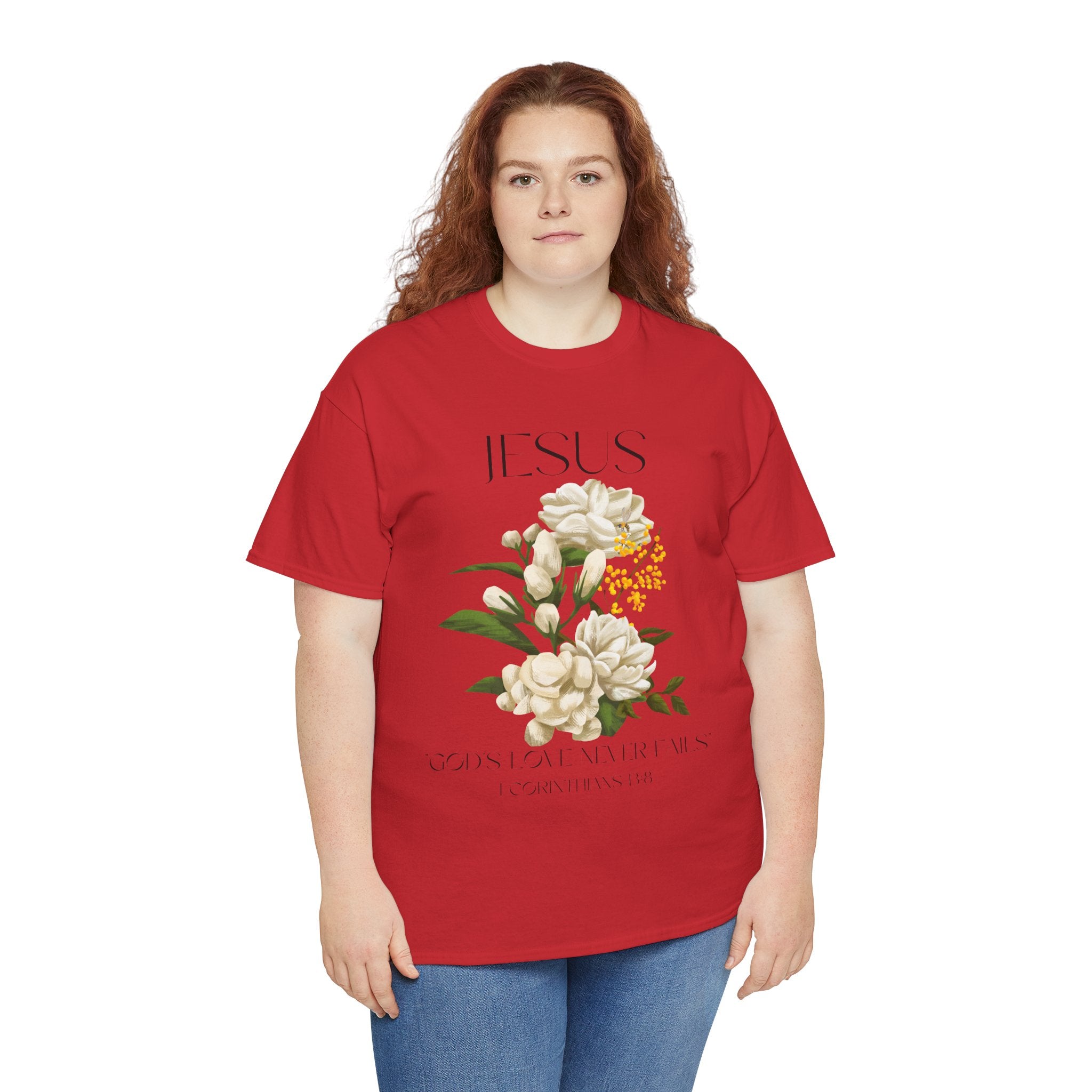 Jesus- God's love never fails-Unisex Heavy Cotton Tee