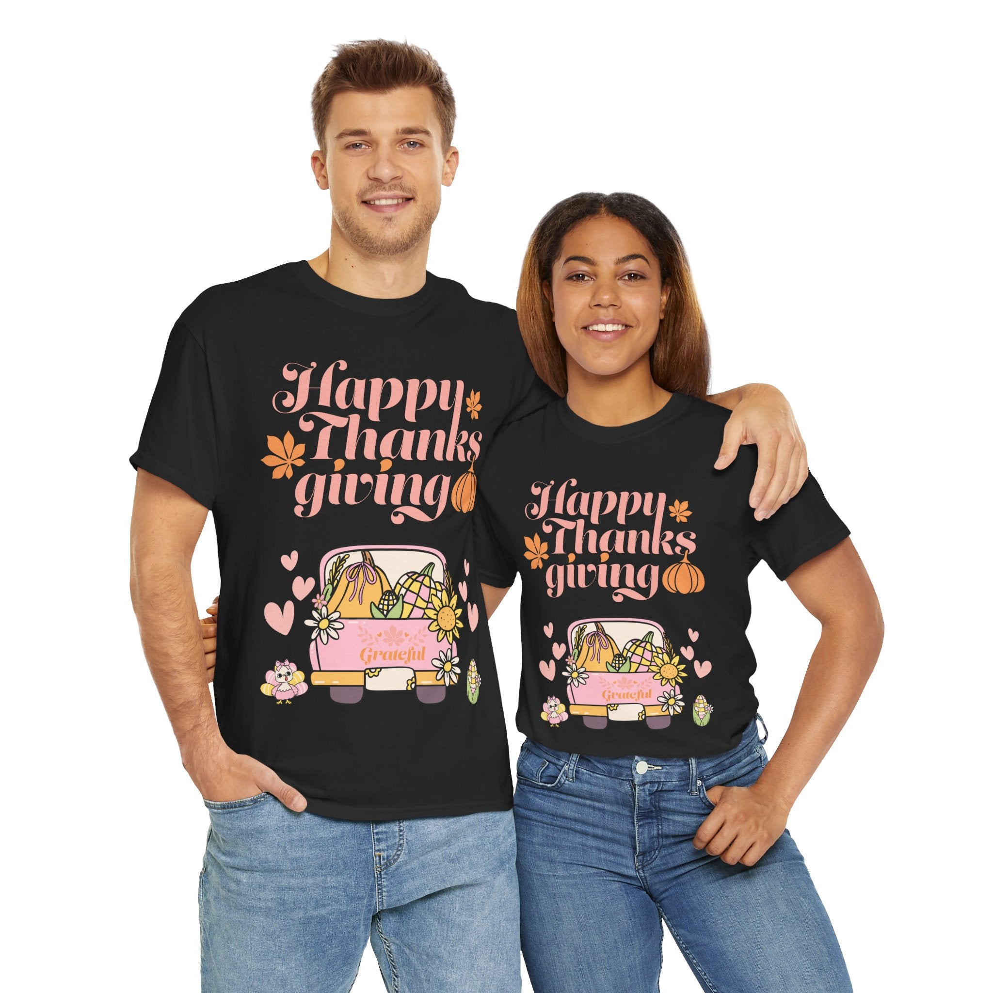 Happy Thanksgiving Unisex Tee | Cozy Autumn Shirt for Family Gatherings, Thanksgiving Celebration, Fall Fashion, Cute Gift Idea