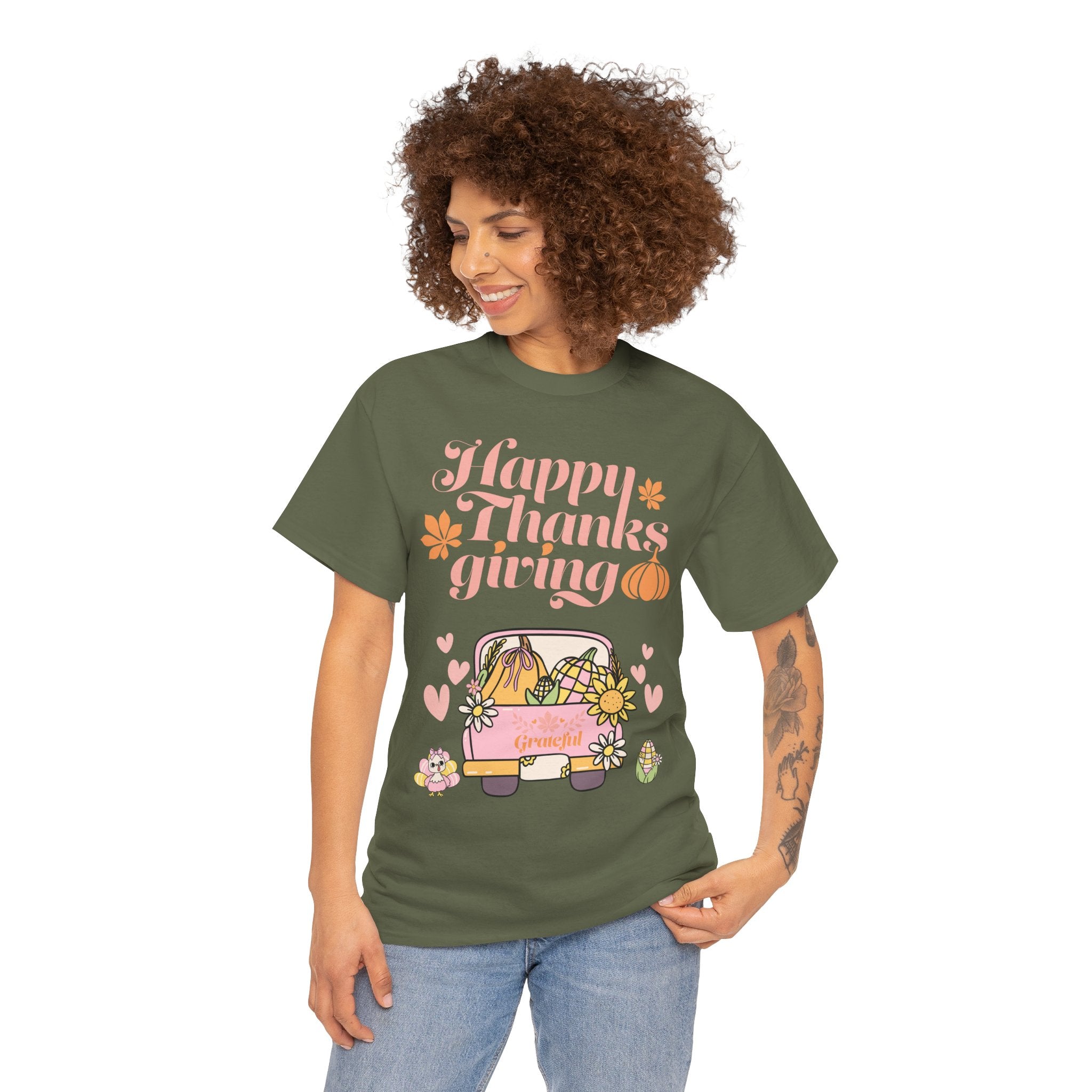 Happy Thanksgiving Unisex Tee | Cozy Autumn Shirt for Family Gatherings, Thanksgiving Celebration, Fall Fashion, Cute Gift Idea