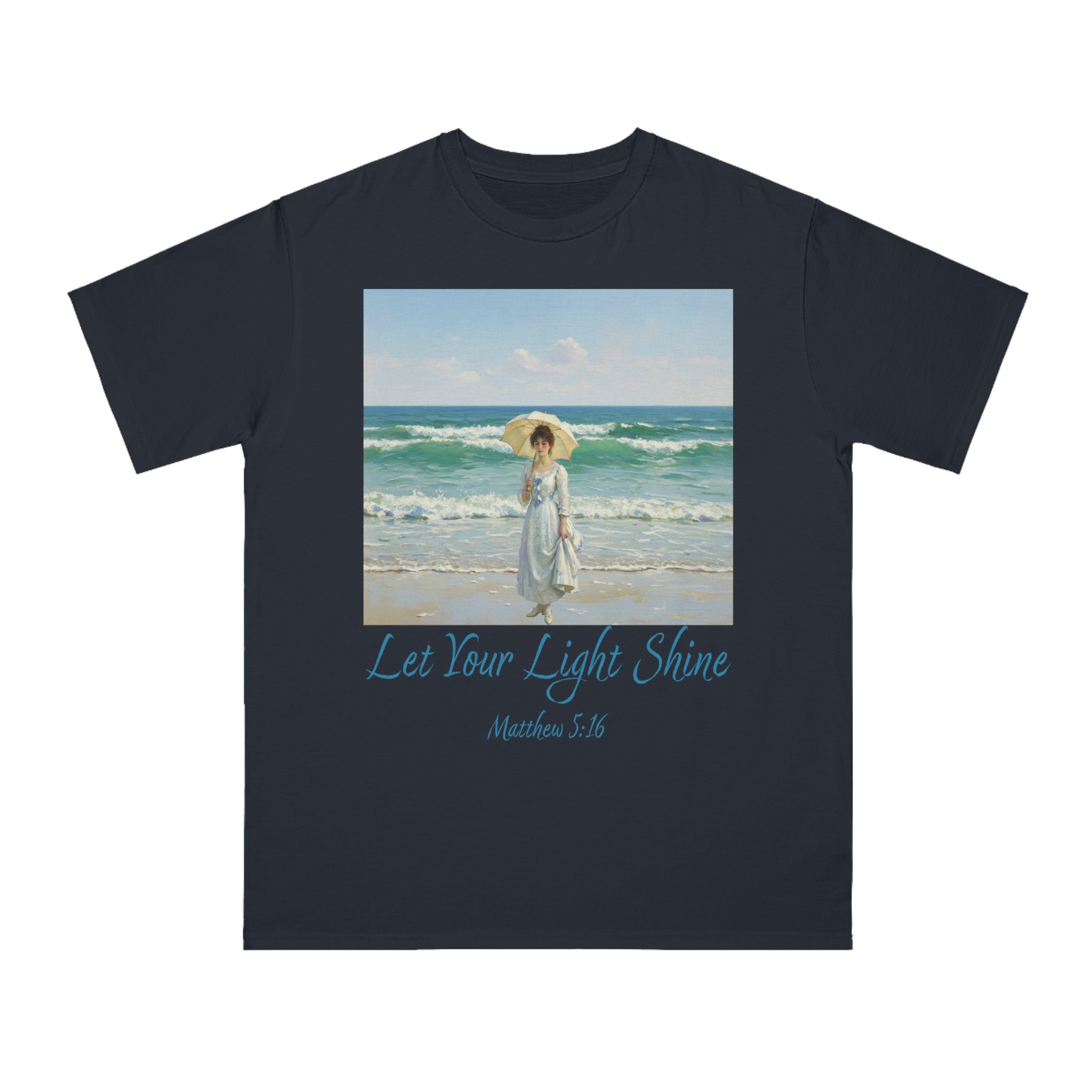 Organic Unisex Classic T-Shirt - Inspirational Beach Art, Let Your Light Shine Design-Figure with a Parasol- Monet Style, Perfect Gift for Ocean Lovers, Casual Wear, [...]