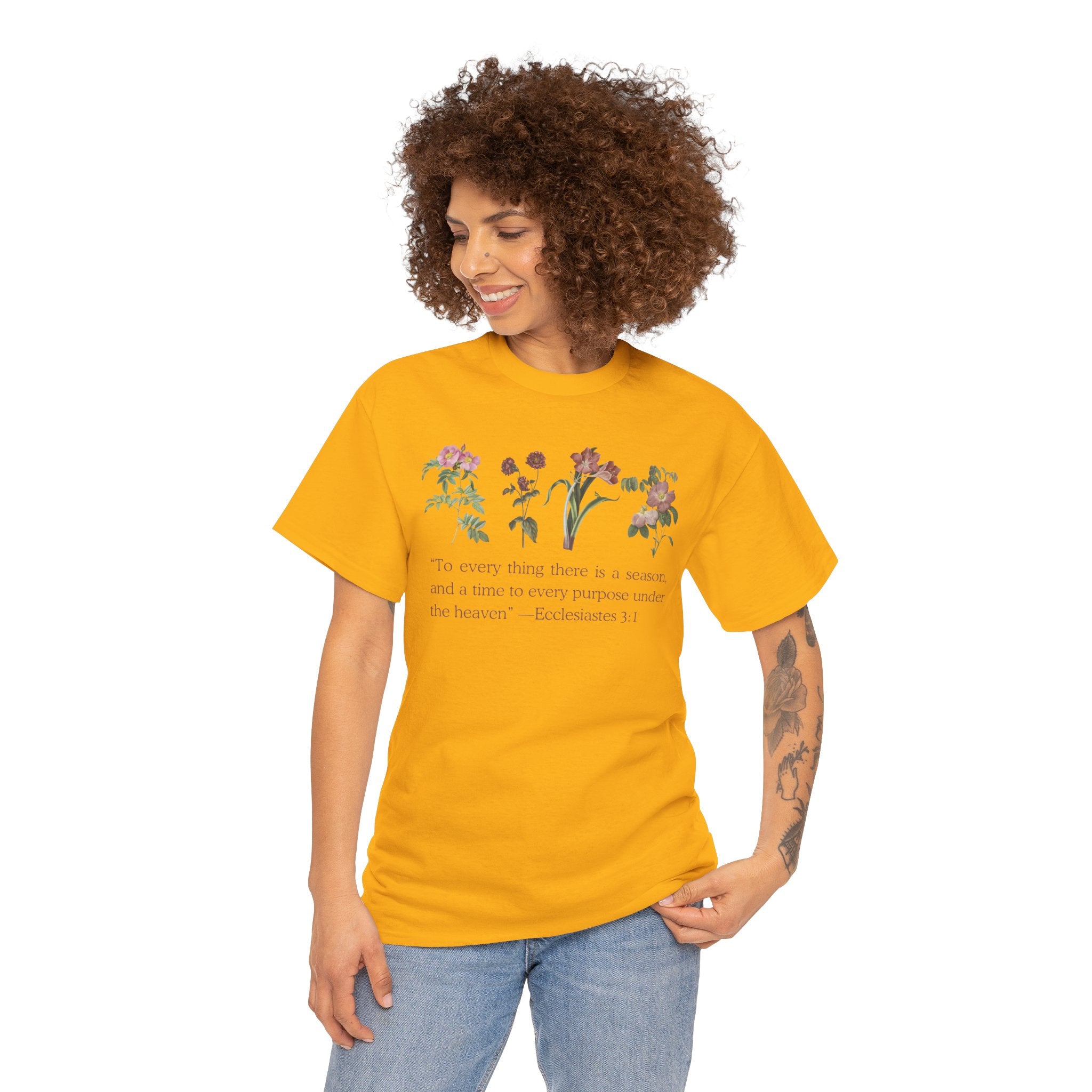 Christian -Biblical Inspirational Floral Quote Tee, Nature Lover Gift, Eco-Friendly Fashion, Casual Everyday Wear