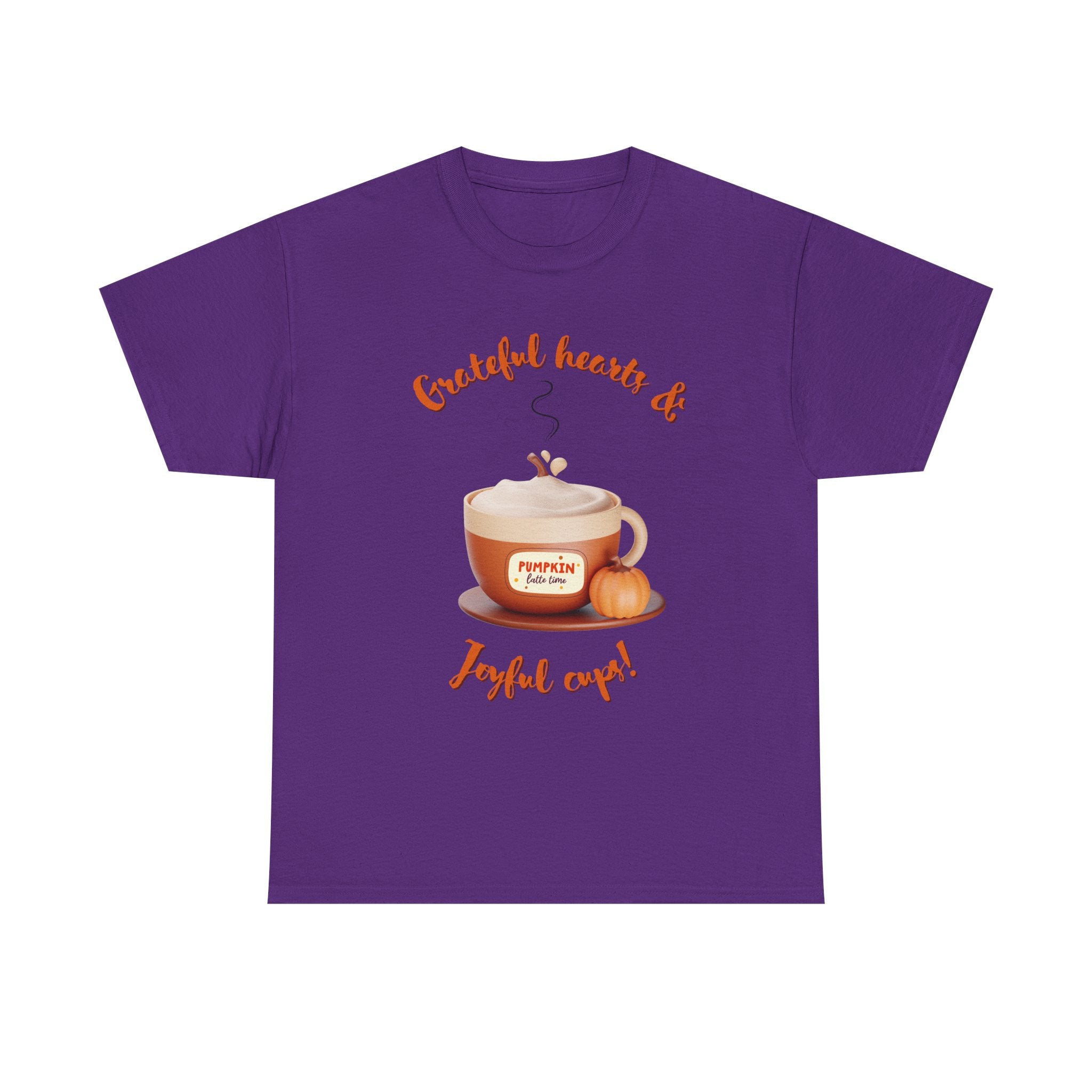 Happy Thanksgiving- Grateful Hearts & Joyful Cups Unisex Tee, Cozy Fall T-Shirt, Thanksgiving Gift, Coffee Lover Apparel, Autumn Fashion