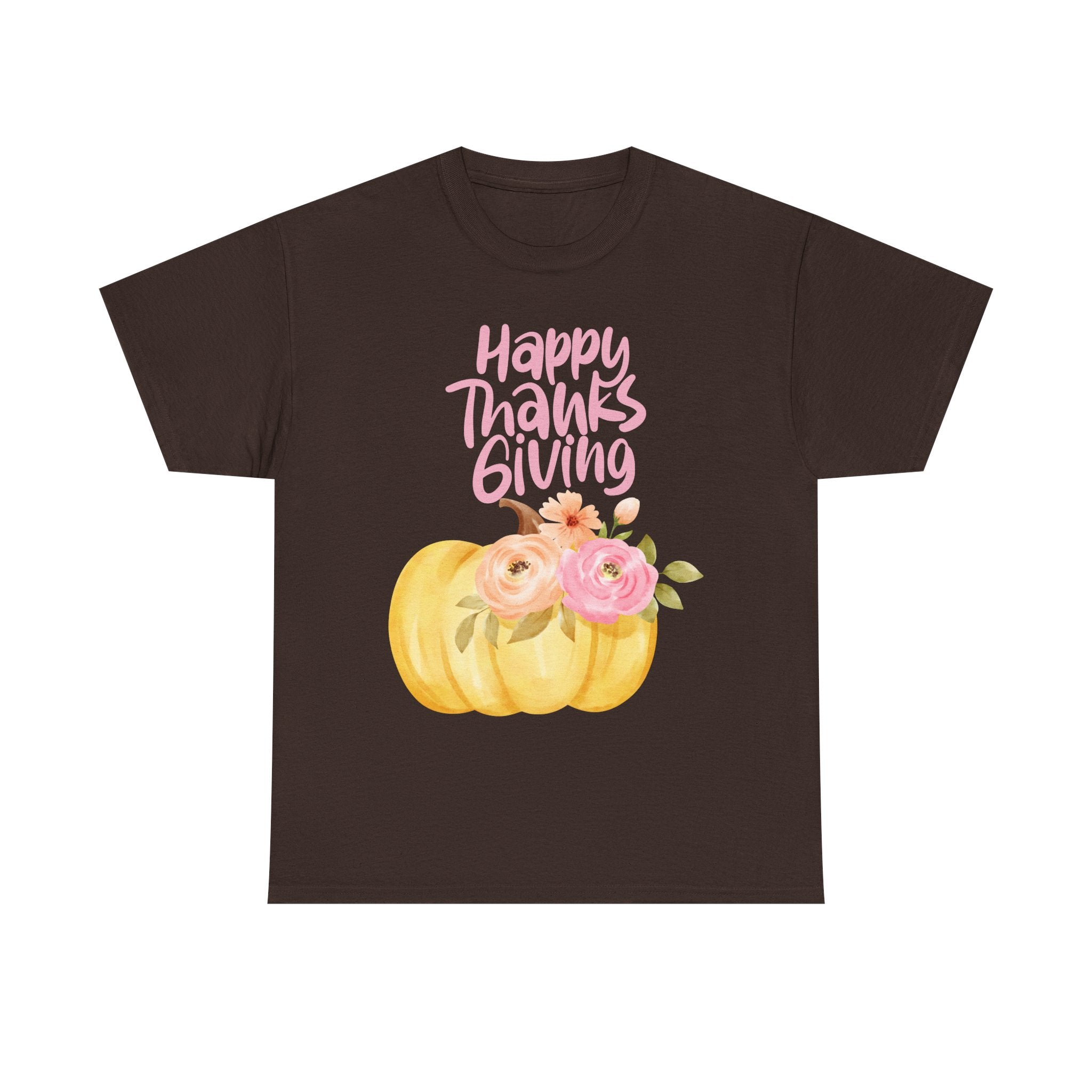 Thanksgiving Floral Tee, Holiday Shirt, Fall Fashion, Gifts for Her, Pumpkin T-Shirt, Autumn Apparel, Friendsgiving Outfit