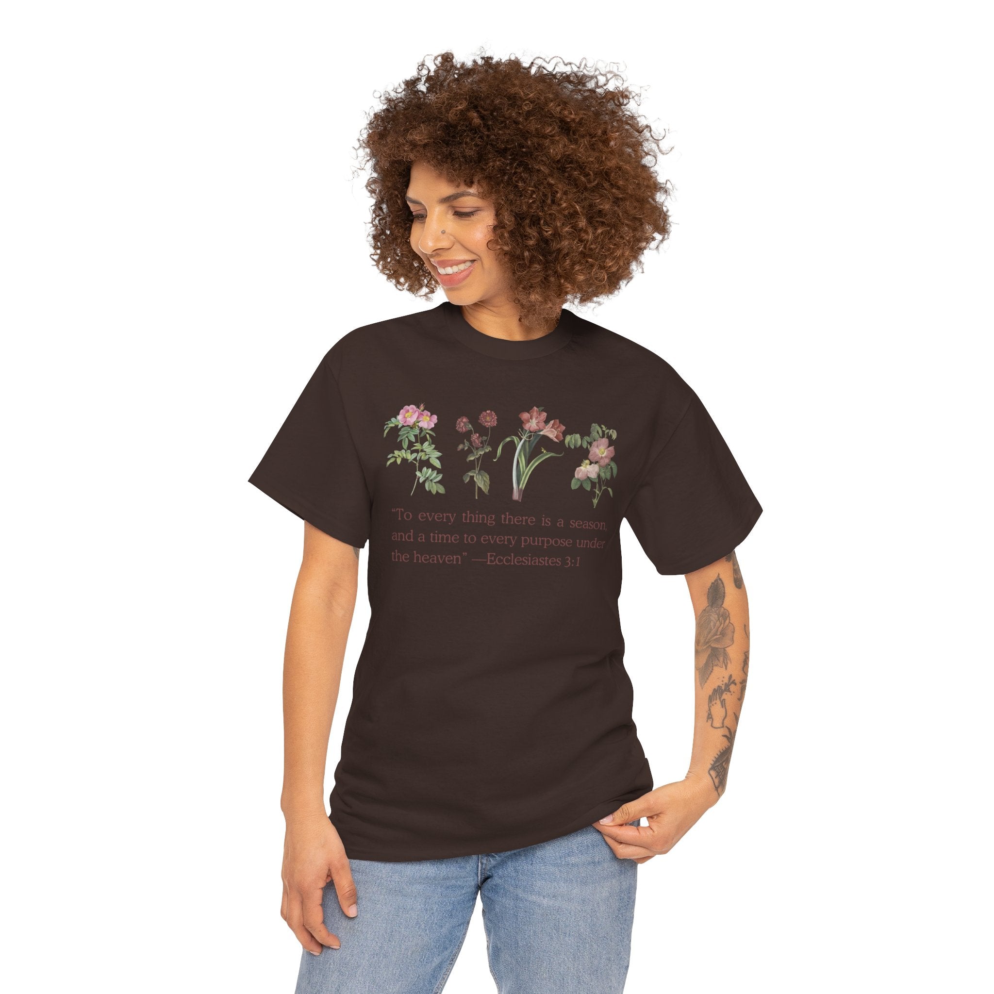 Christian -Biblical Inspirational Floral Quote Tee, Nature Lover Gift, Eco-Friendly Fashion, Casual Everyday Wear