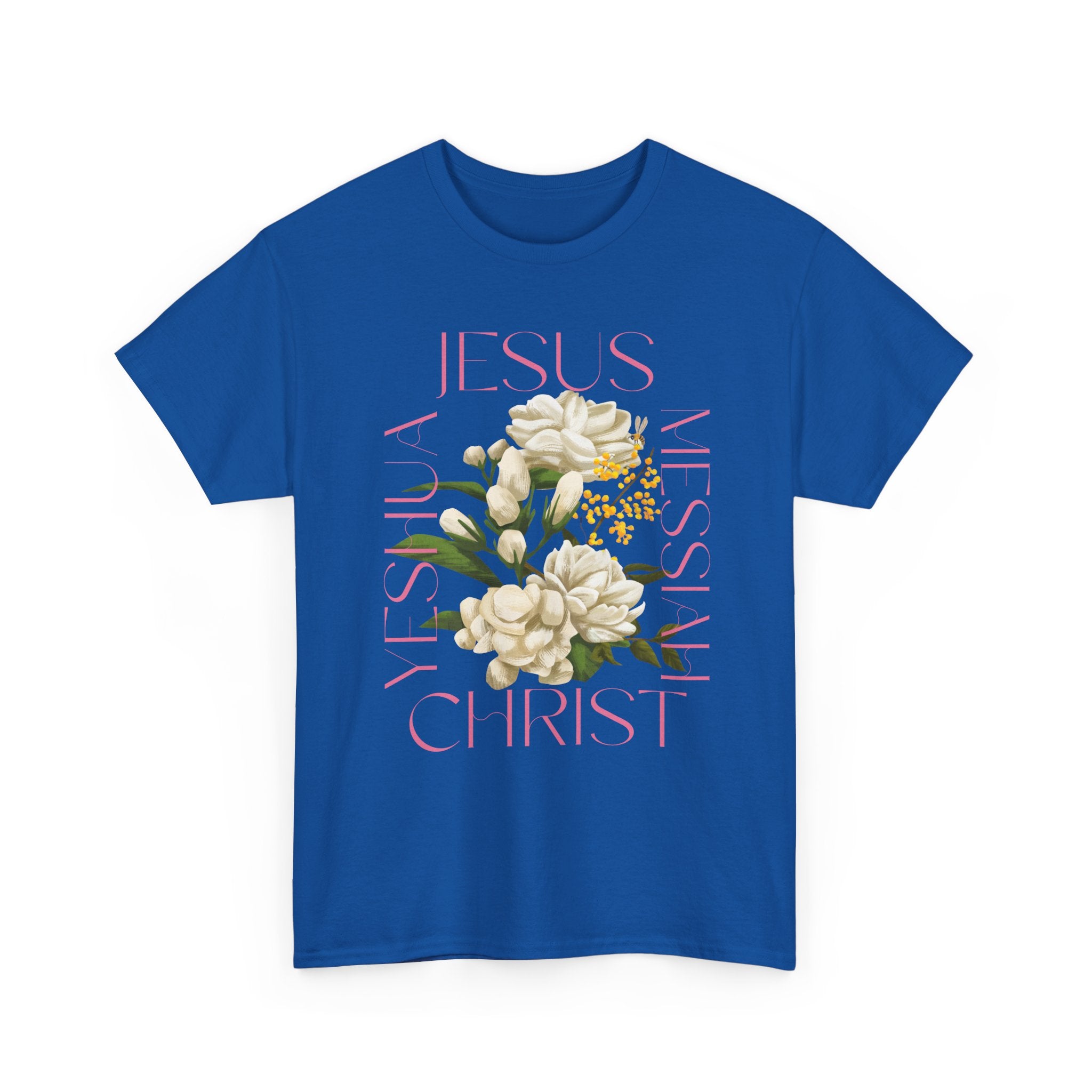 Floral Jesus Heavy Cotton Tee, Unisex T-Shirt, Christian Gift, Faith-Based Apparel, Religious Fashion, Inspirational Clothing