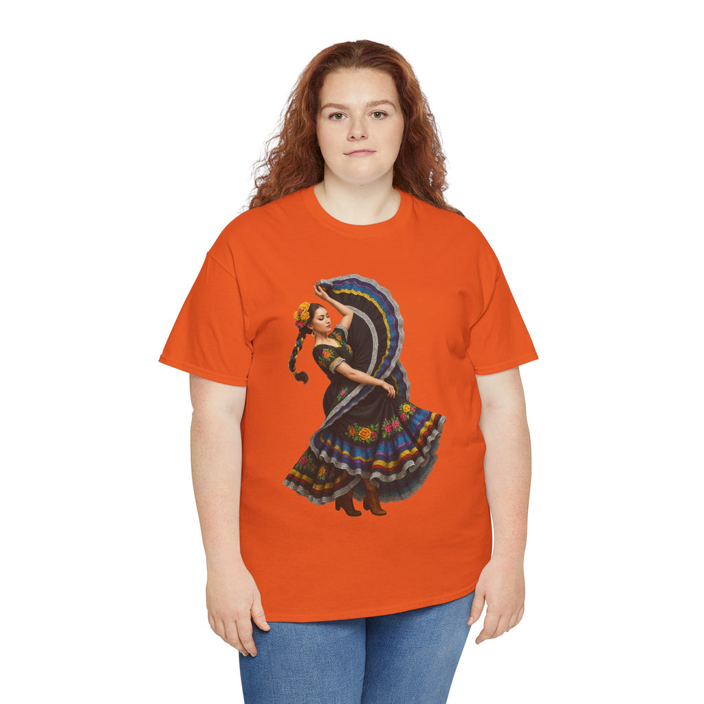 Folklórico Cultural Dance Graphic Tee, Unisex Heavy Cotton T-Shirt, Festival Apparel, Bohemian Style Shirt, Gift for Dancers, Ethnic Art Tee