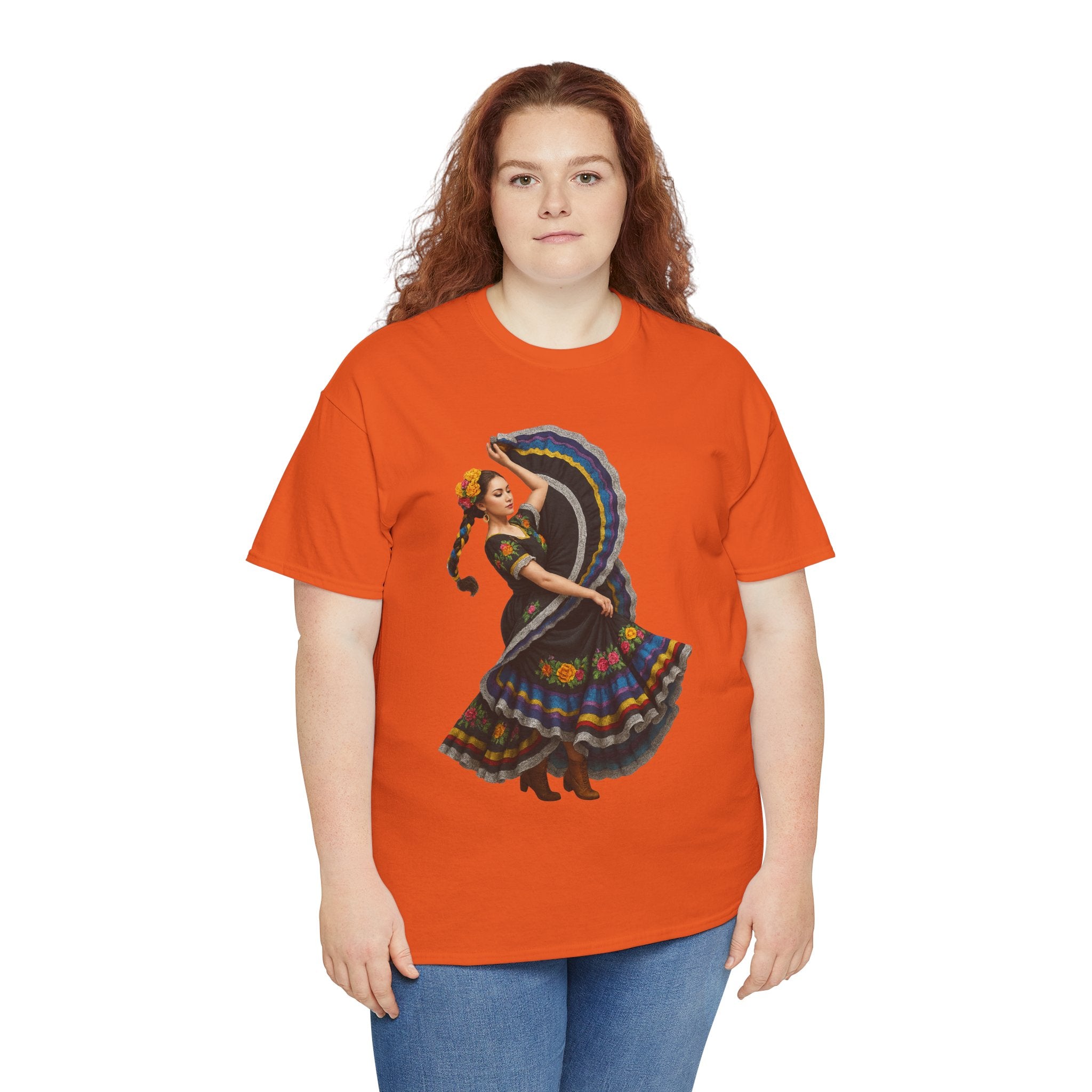 Folklórico Cultural Dance Graphic Tee, Unisex Heavy Cotton T-Shirt, Festival Apparel, Bohemian Style Shirt, Gift for Dancers, Ethnic Art Tee