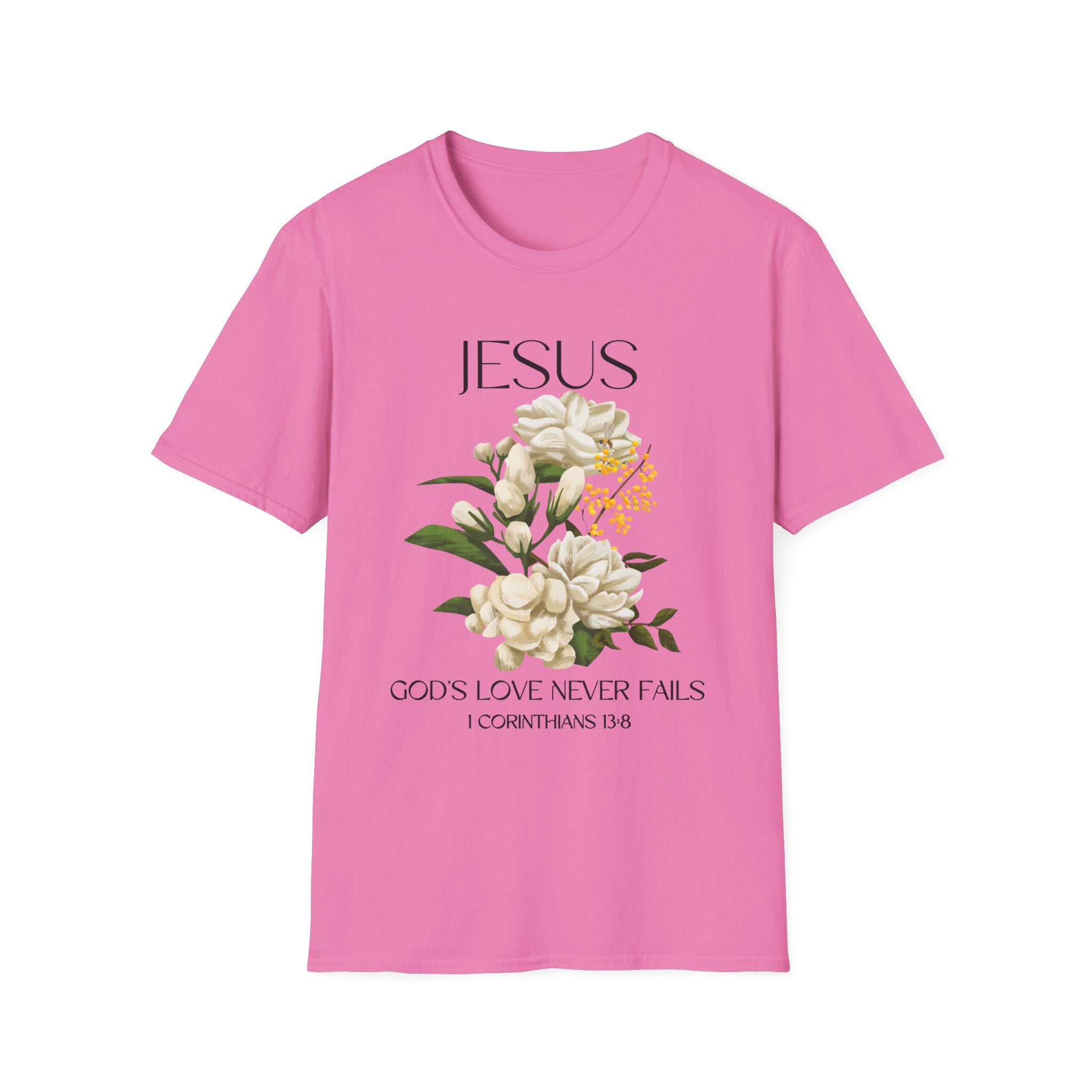 Jesus Floral Faith T-Shirt- Christian Graphic Tee, Inspirational Gift, Religious Apparel, Casualwear, Unisex