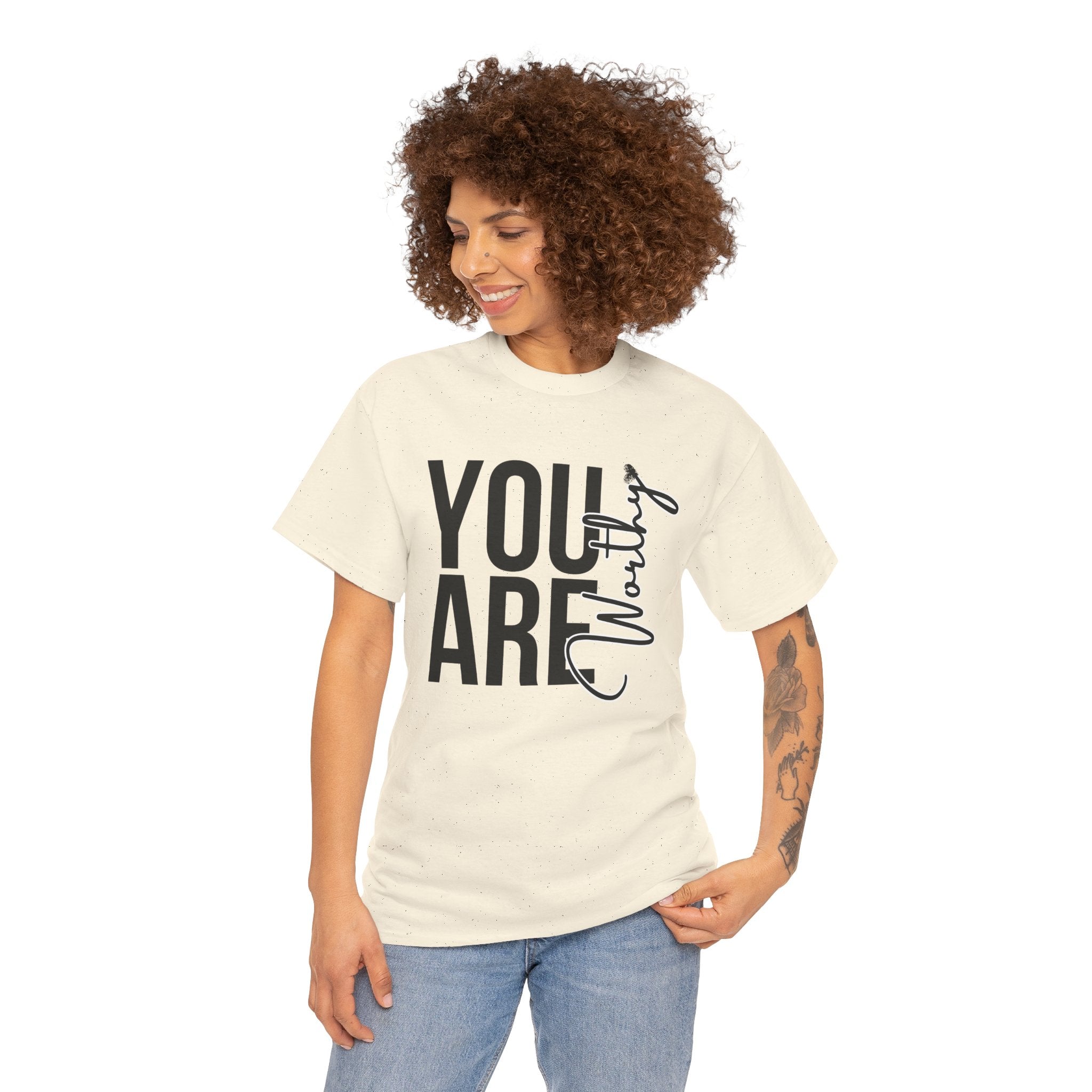 You Are Worthy Unisex Heavy Cotton Tee, Motivational Quote Shirt, Gift for Friends, Self-Love Tee, Uplifting Apparel, Positive [...]